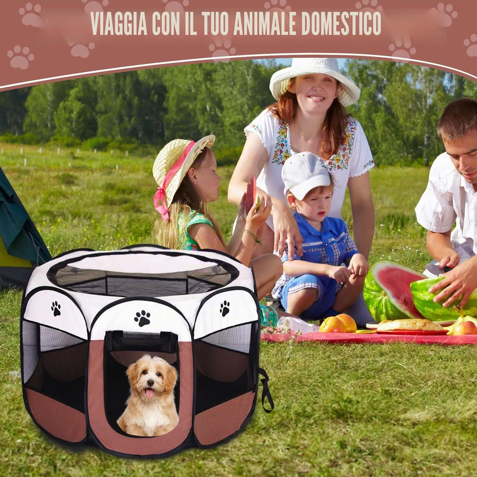 YuLiMirich Recinto Pieghevole per Cani, Gatti e Piccoli Animali, Marrone, S - immagine 7