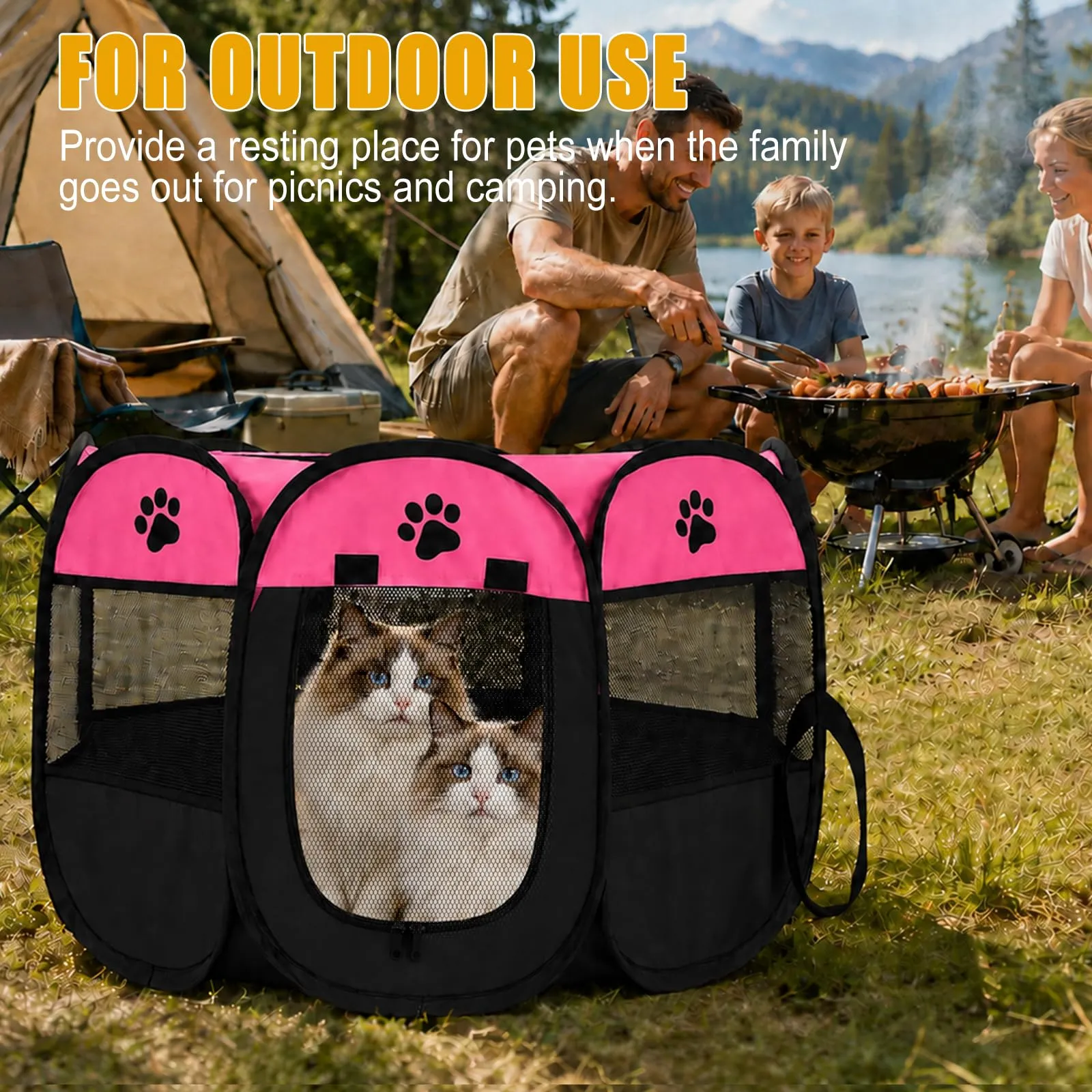 Haoppmof Box pieghevole per cuccioli, 74 x 74 x 43 cm - immagine 4