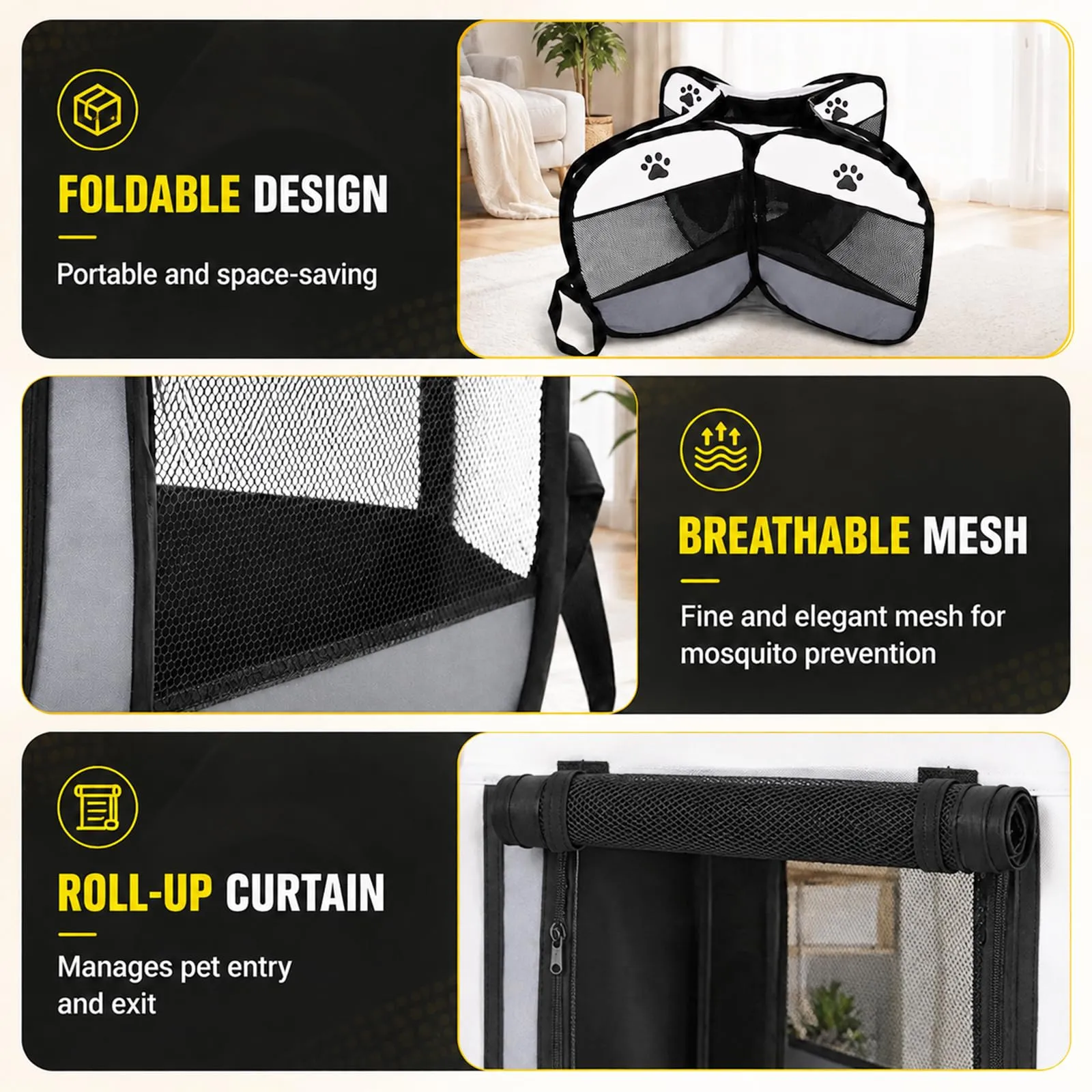 Haoppmof Box Pieghevole per Cuccioli, 74 x 74 x 43 cm - immagine 3