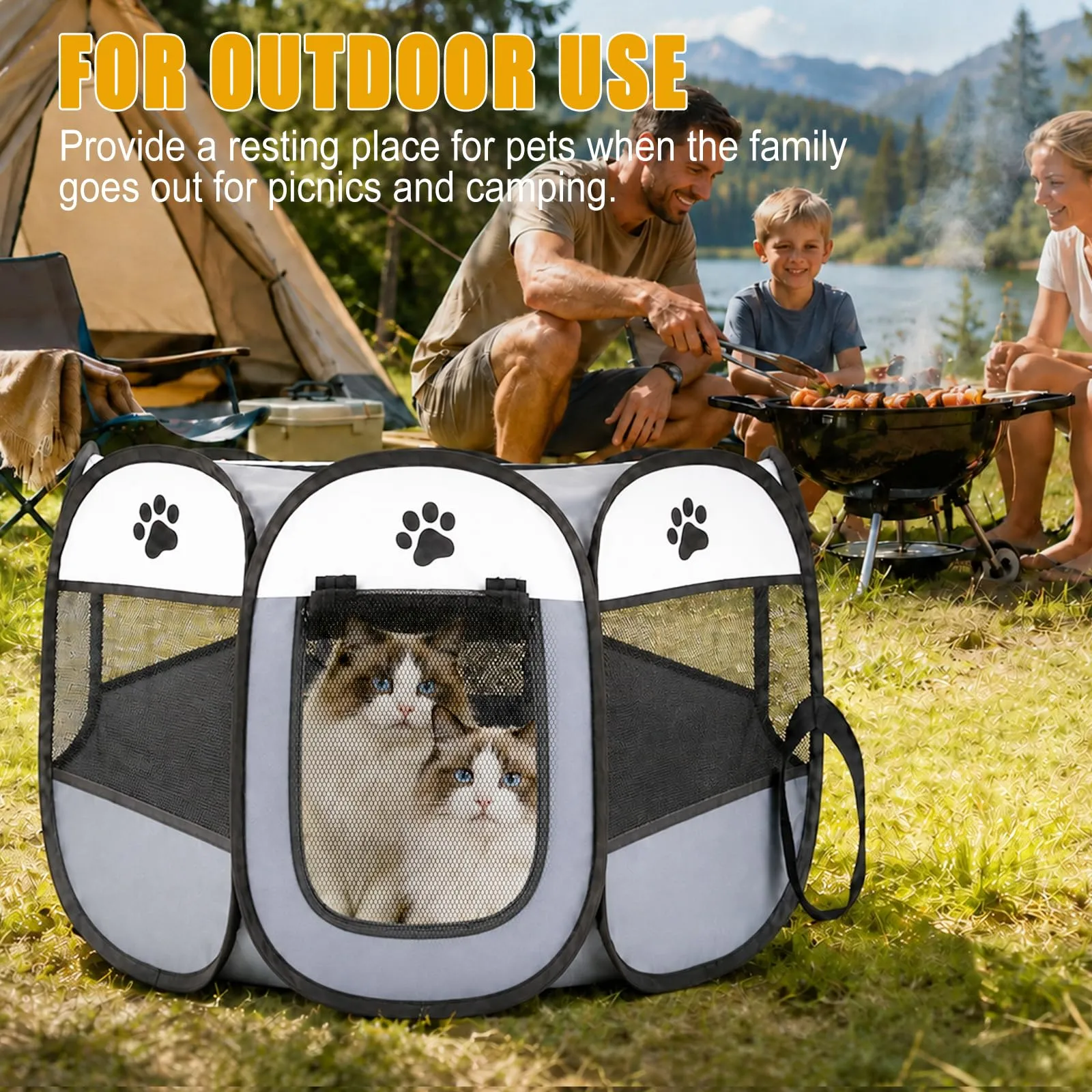 Haoppmof Box Pieghevole per Cuccioli, 74 x 74 x 43 cm - immagine 4