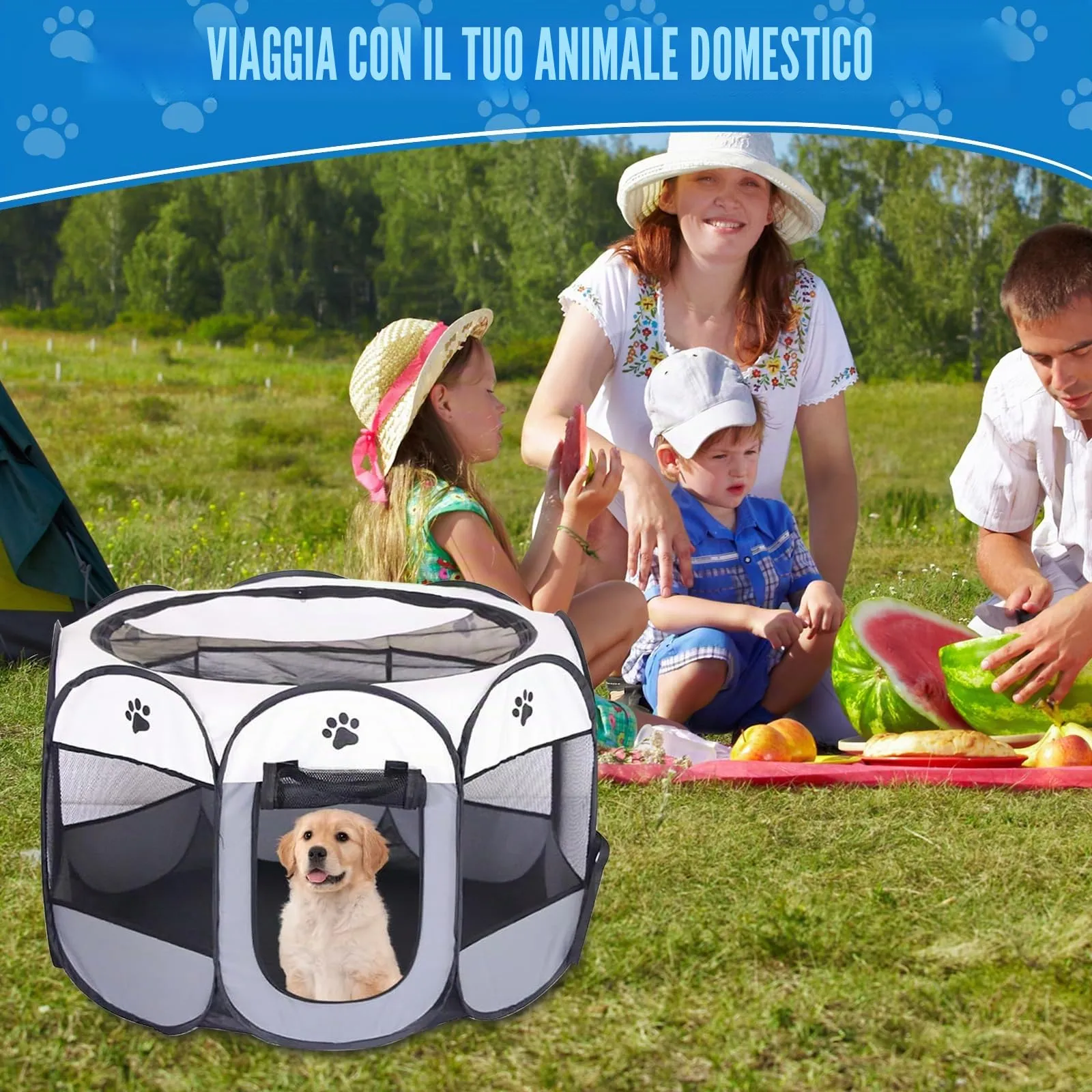 YuLiMirich Recinto Pieghevole per Cani, Gatti e Piccoli Animali, Grigio, S - immagine 7
