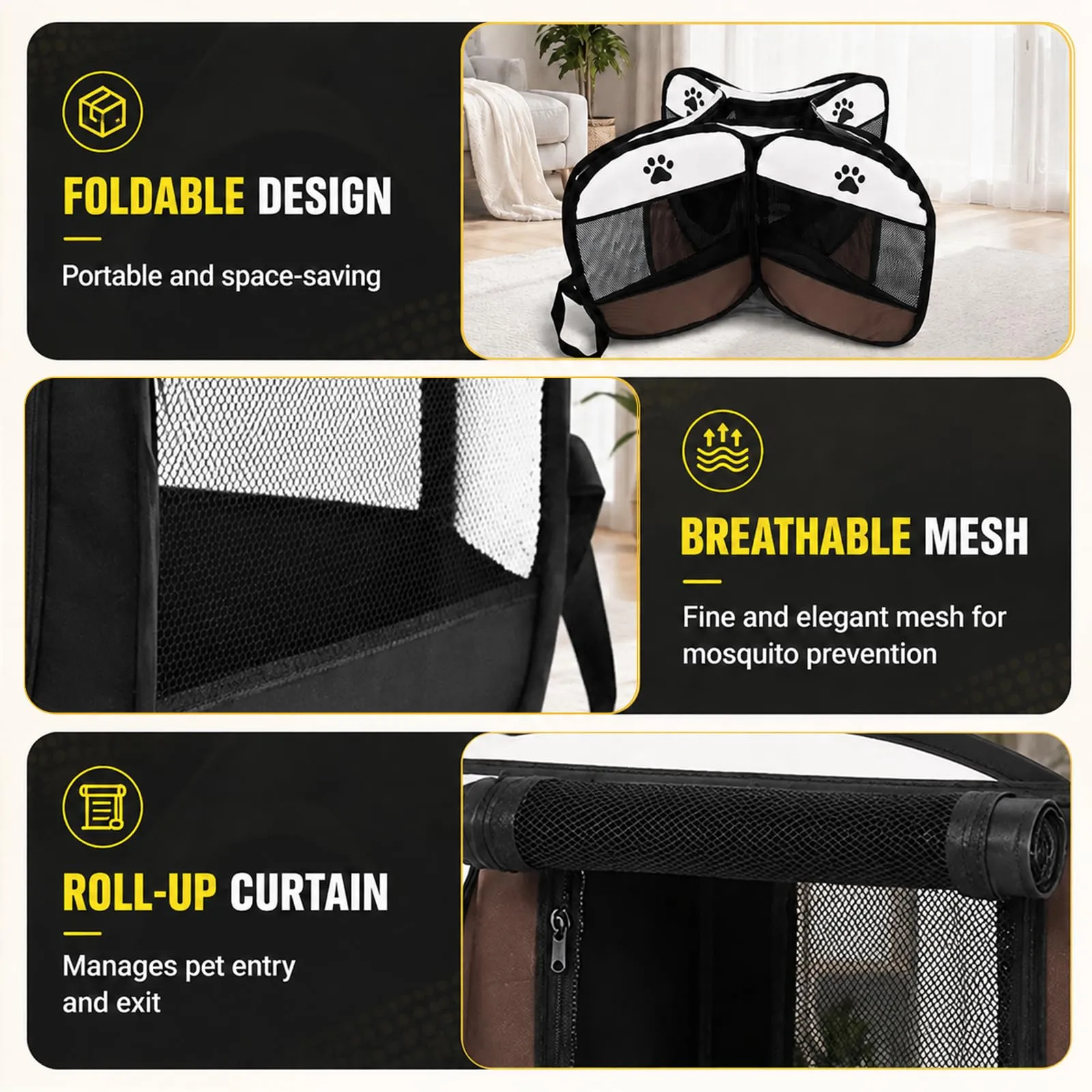 Haoppmof Box Pieghevole per Cuccioli, 74 x 74 x 43 cm - immagine 3