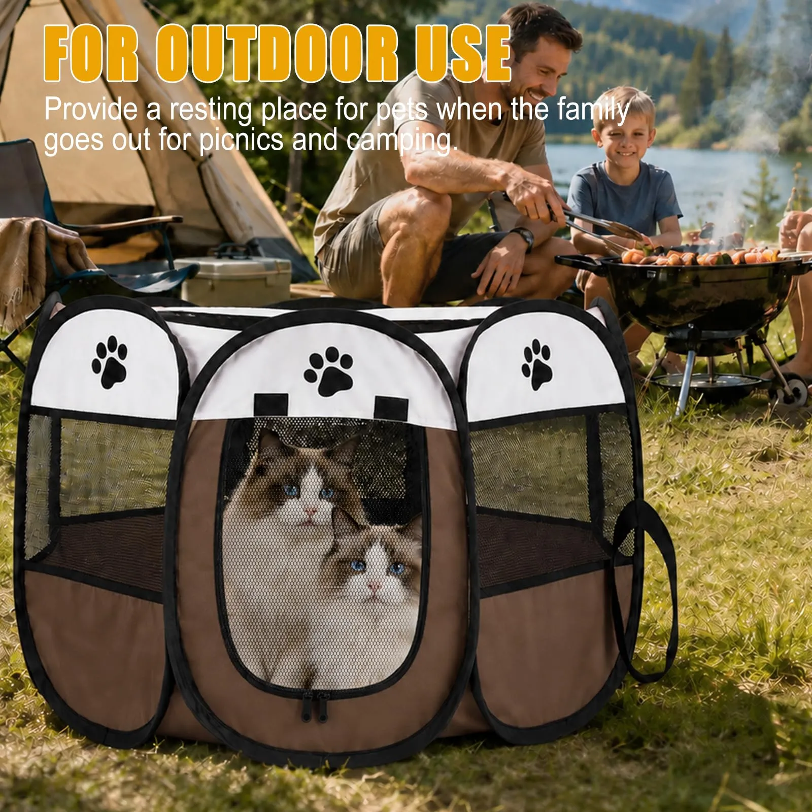 Haoppmof Box Pieghevole per Cuccioli, 74 x 74 x 43 cm - immagine 4