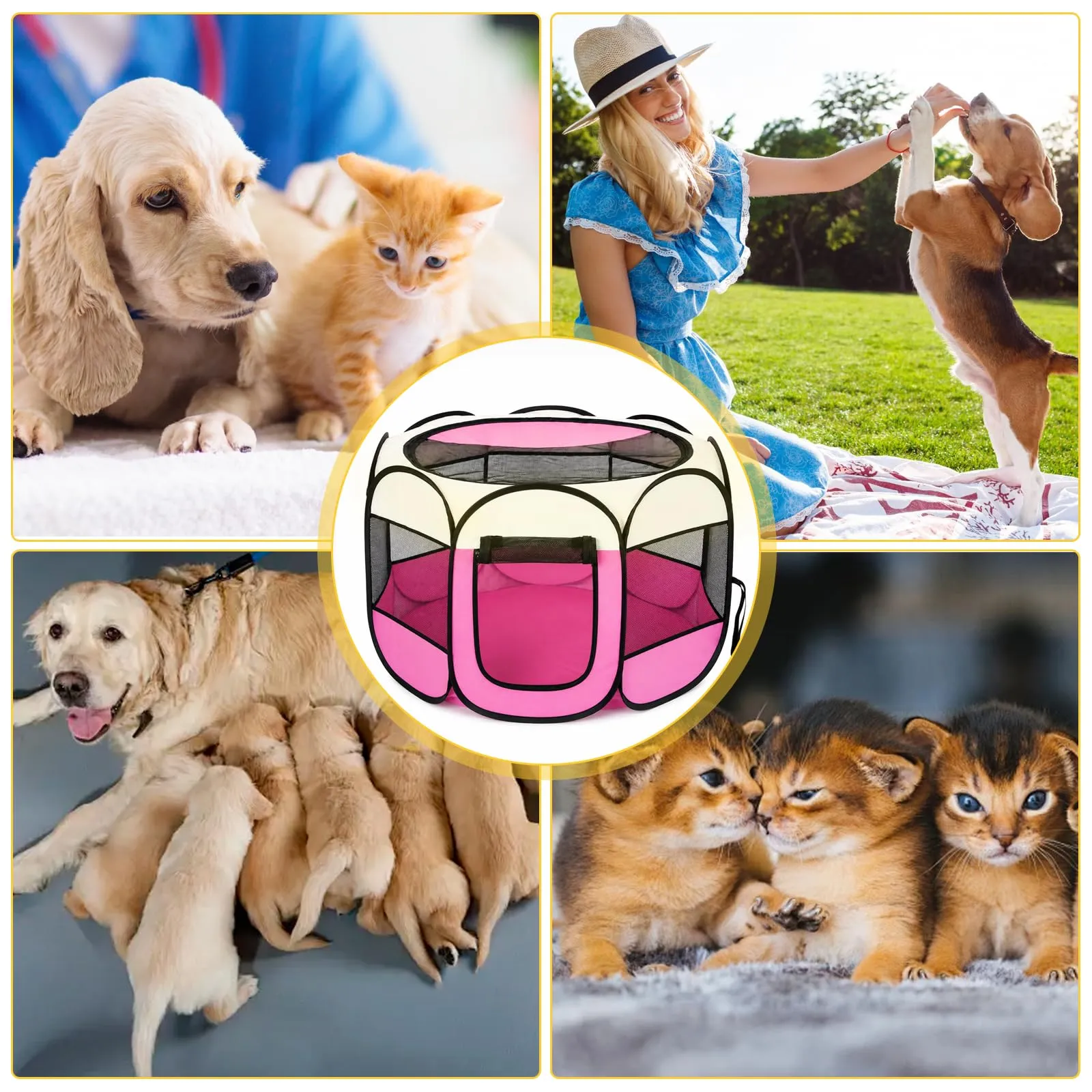 Haoppmof Box Pieghevole per Cuccioli, 74 x 74 x 43 cm - immagine 7