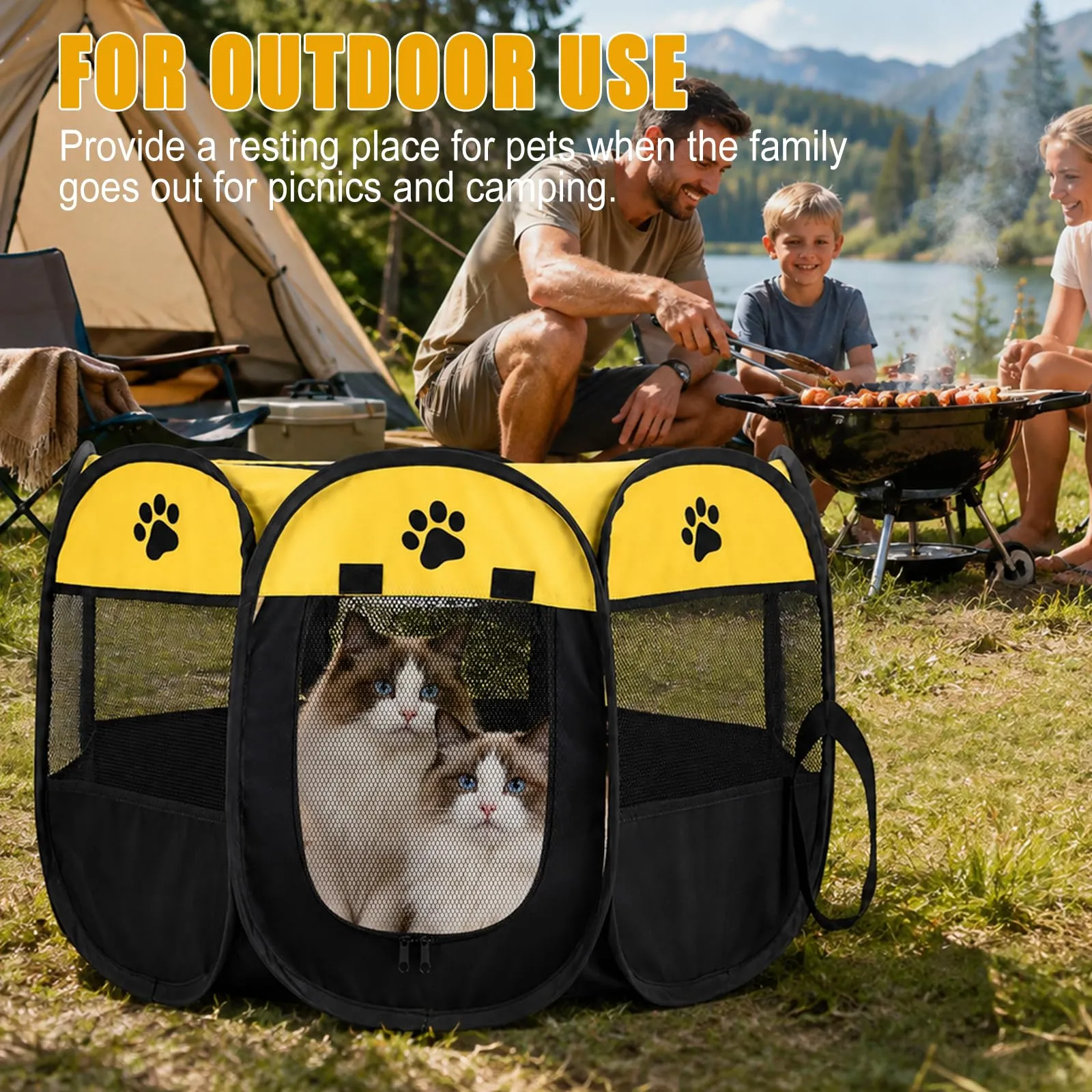 Haoppmof Box Pieghevole per Cuccioli, 74 x 74 x 43 cm - immagine 4