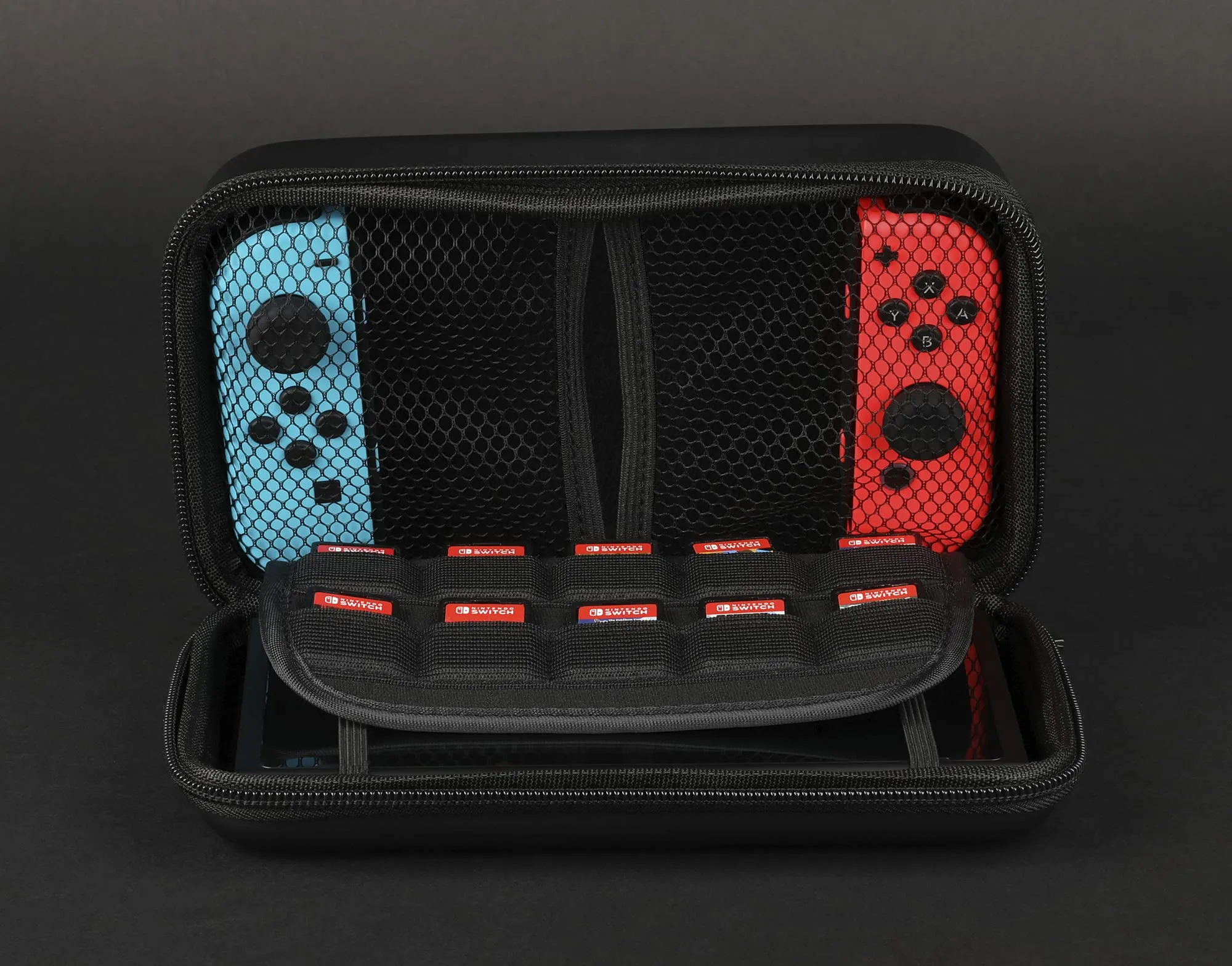 Konix Mythics Carry Case per Nintendo Switch, Switch Lite e Switch OLED - 18 scomparti giochi - Nero - immagine 6