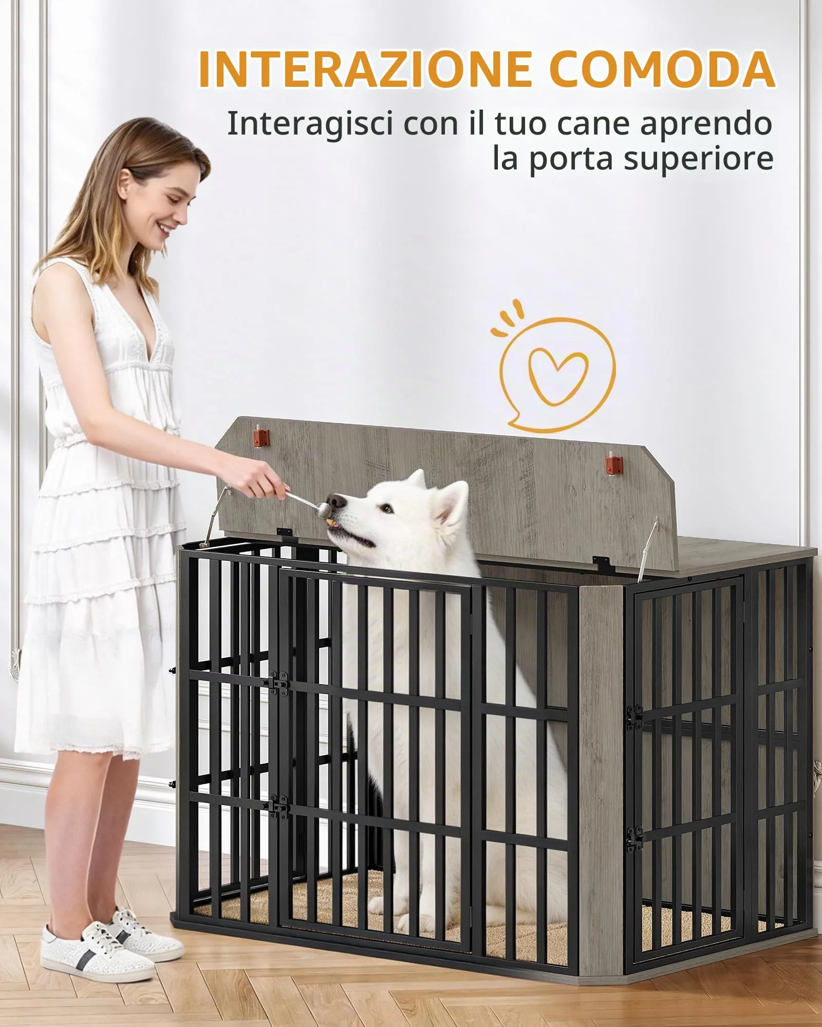 Hzuaneri Gabbia per Cani XXL, 120 cm, Greige - immagine 3