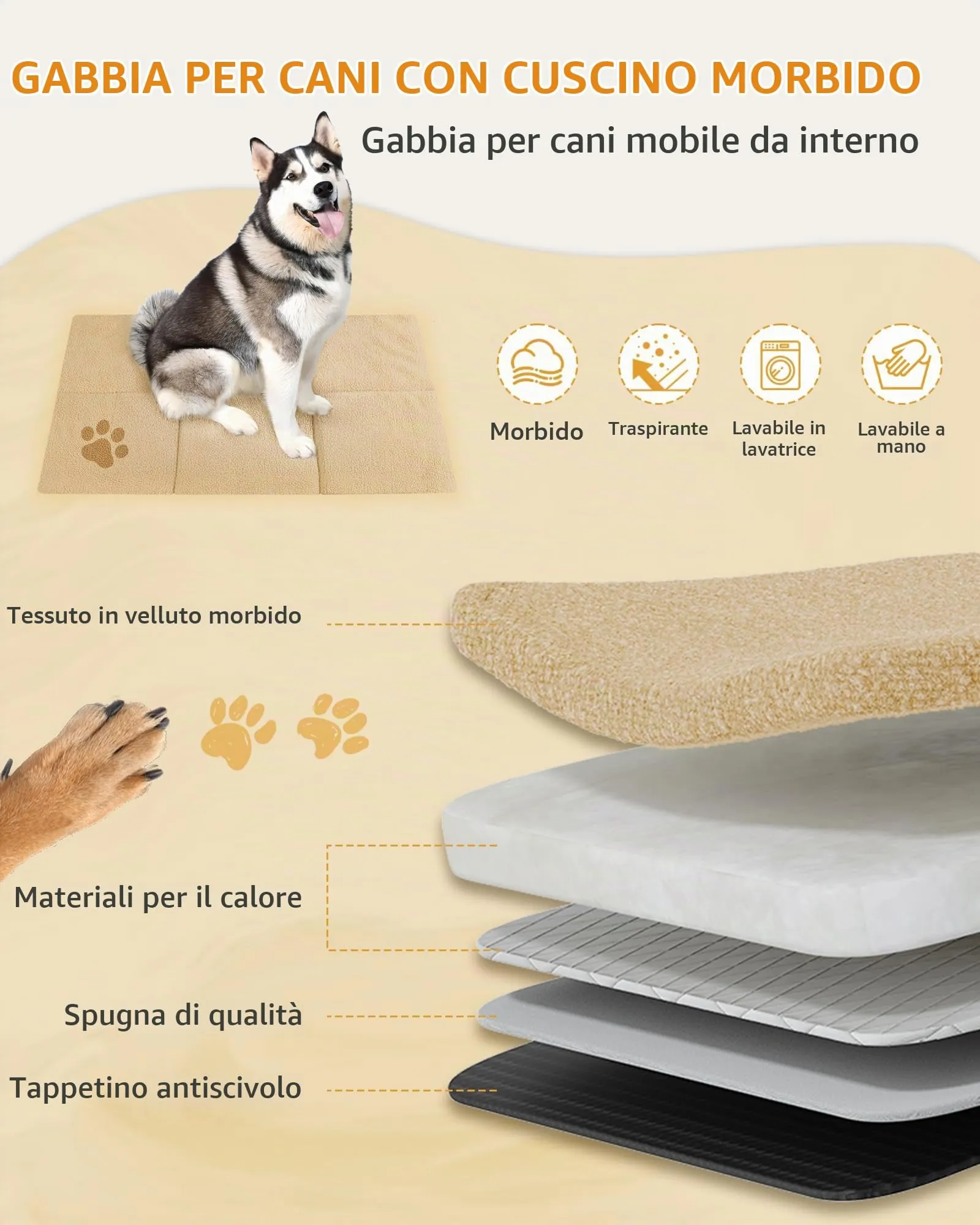 Hzuaneri Gabbia per Cani XXL, 120 cm, Greige - immagine 4