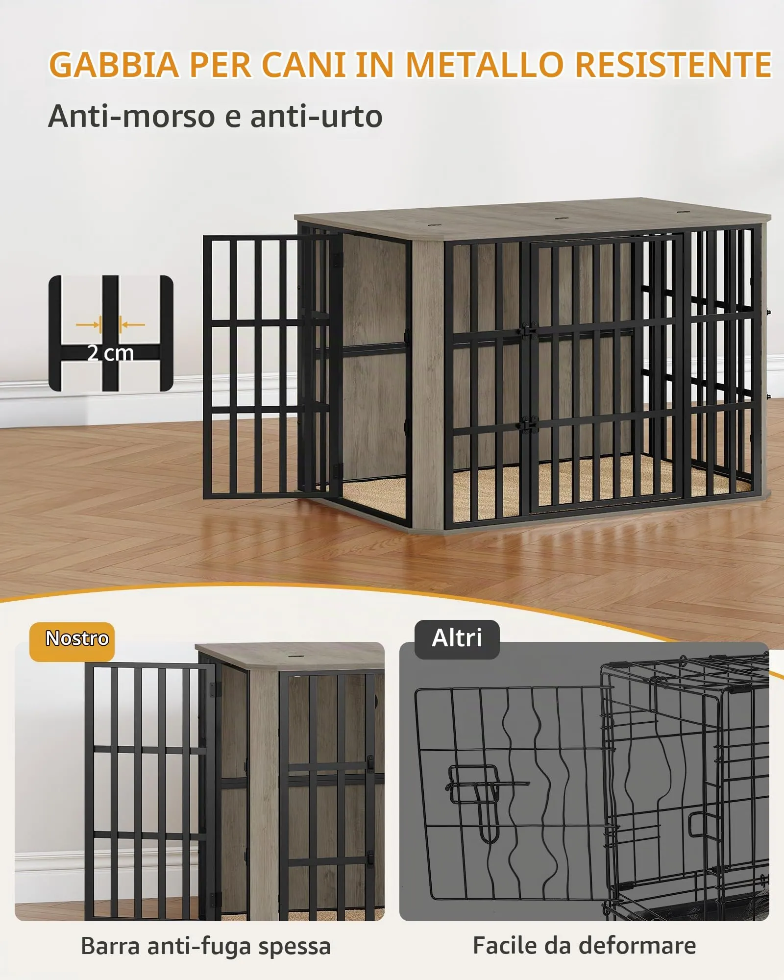 Hzuaneri Gabbia per Cani XXL, 120 cm, Greige - immagine 5