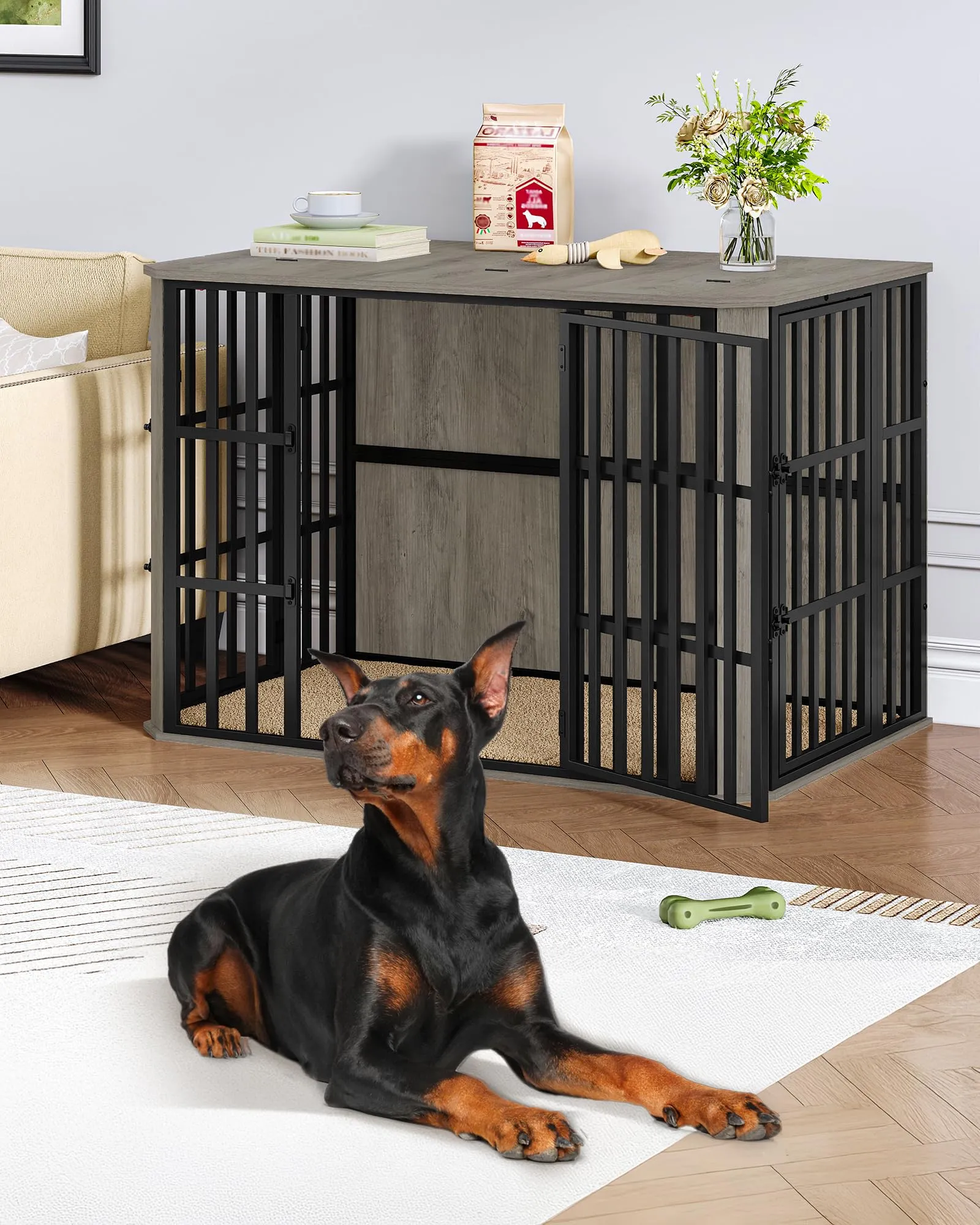 Hzuaneri Gabbia per Cani XXL, 120 cm, Greige - immagine 6