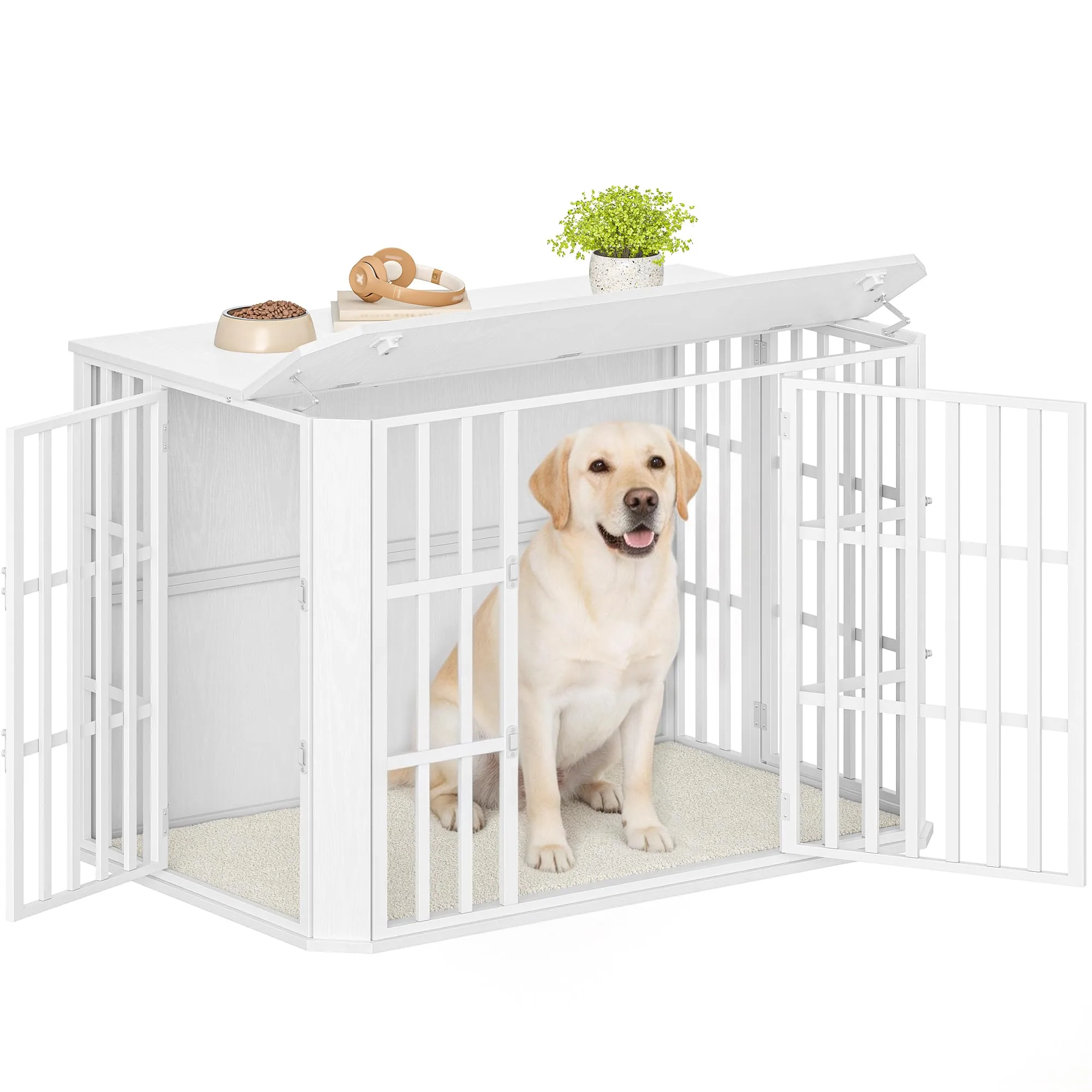 Hzuaneri Gabbia per Cani Moderna Interno, 3 porte, 75 x 120 x 81 cm, XXL, Bianco DFC86813W - immagine 1