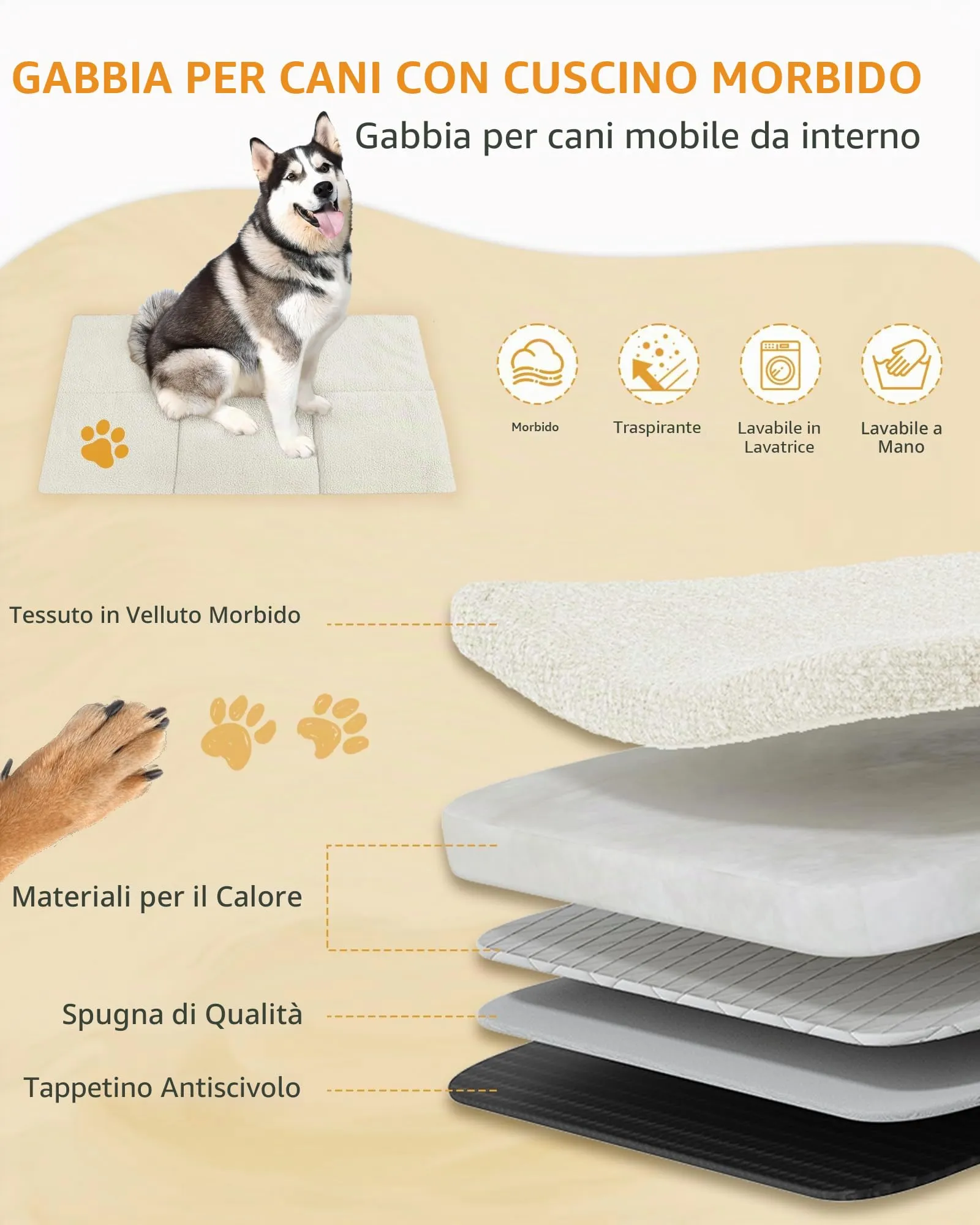 Hzuaneri Gabbia per Cani Moderna Interno, 3 porte, 75 x 120 x 81 cm, XXL, Bianco DFC86813W - immagine 4