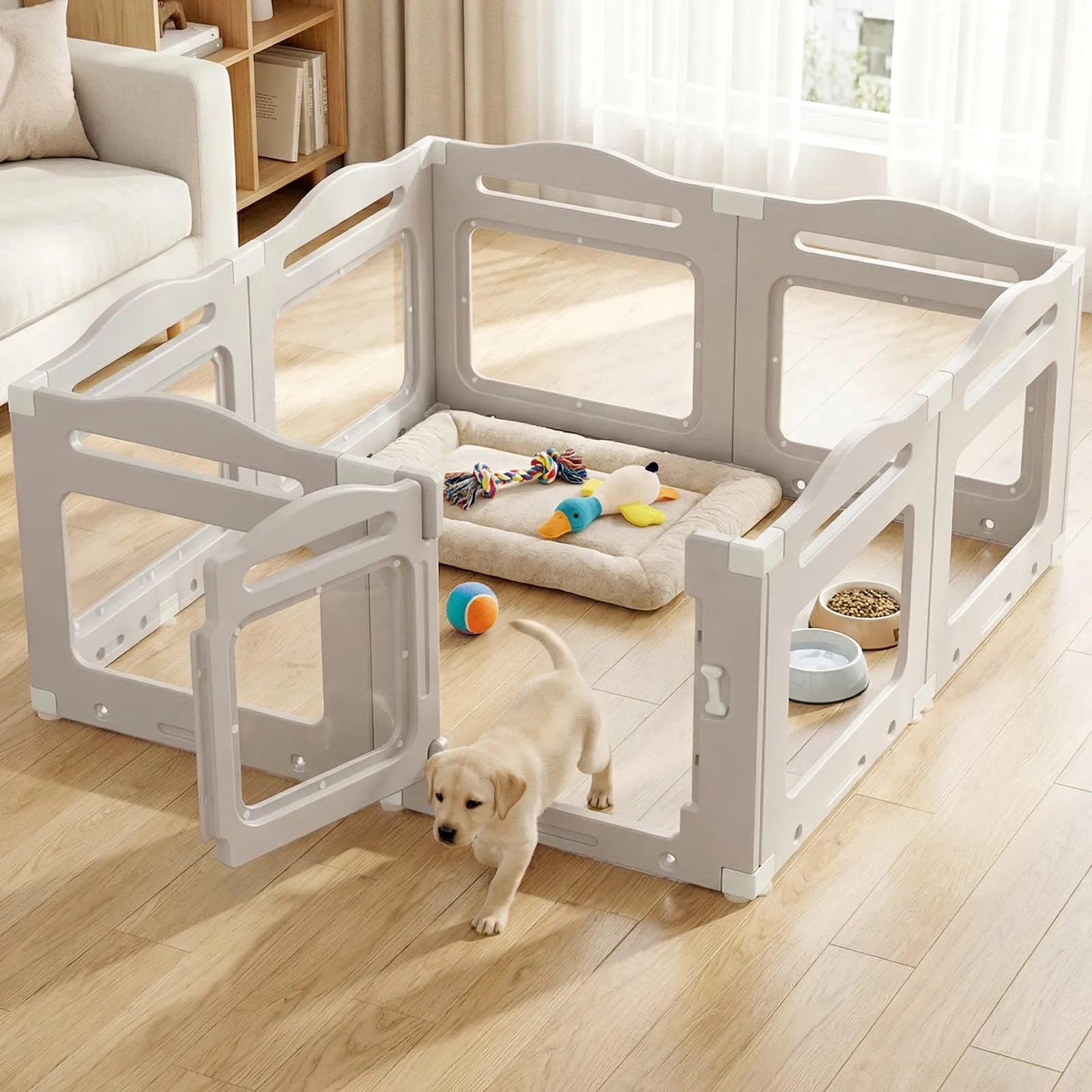 MAMIZO Recinto per Cani in Acrilico 129 × 129 × 60 cm, Box per Cuccioli - immagine 1