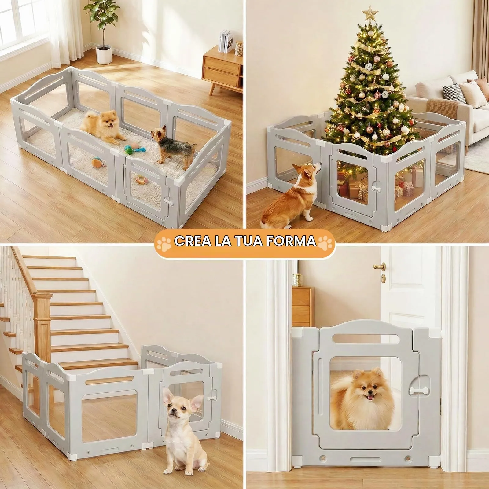 MAMIZO Recinto per Cani in Acrilico 129 × 129 × 60 cm, Box per Cuccioli - immagine 3