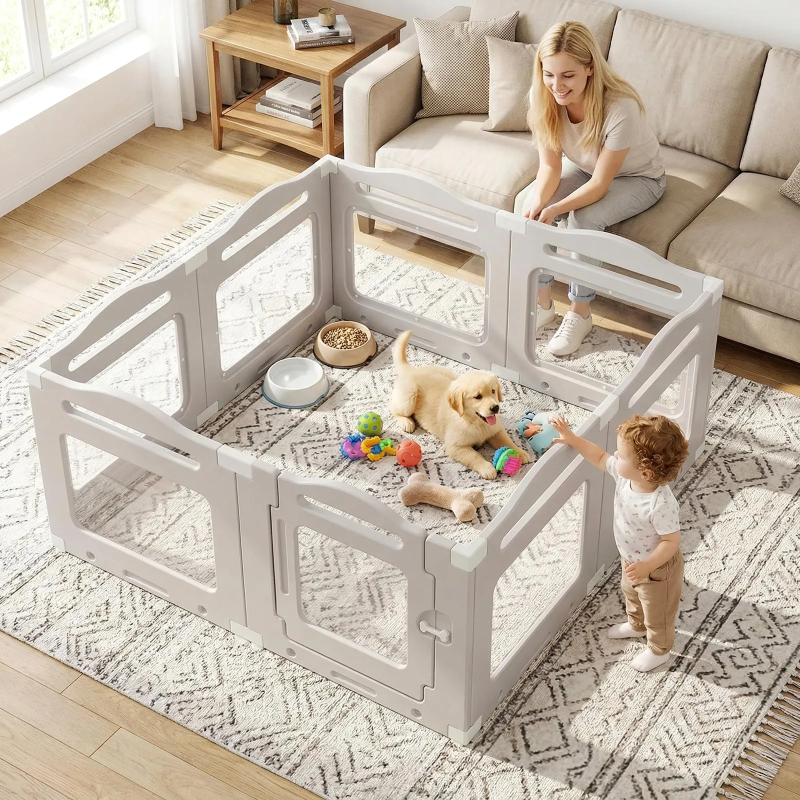 MAMIZO Recinto per Cani in Acrilico 129 × 129 × 60 cm, Box per Cuccioli - immagine 7