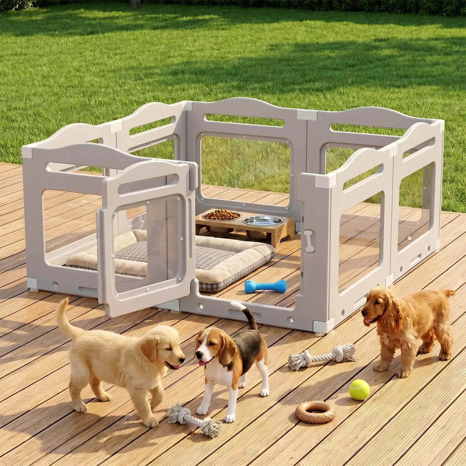 MAMIZO Recinto per Cani in Acrilico 129 × 129 × 60 cm, Box per Cuccioli - immagine 8