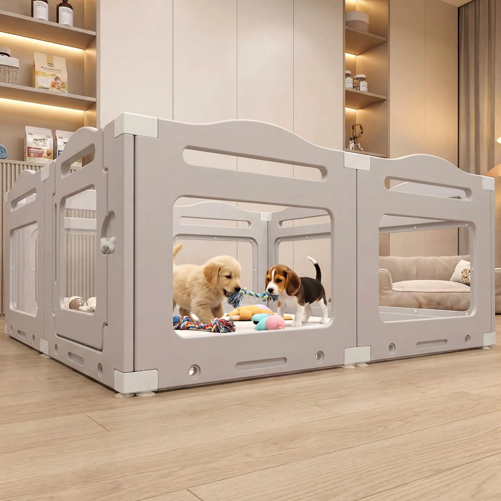 MAMIZO Recinto per Cani in Acrilico 129 × 129 × 60 cm, Box per Cuccioli - immagine 9