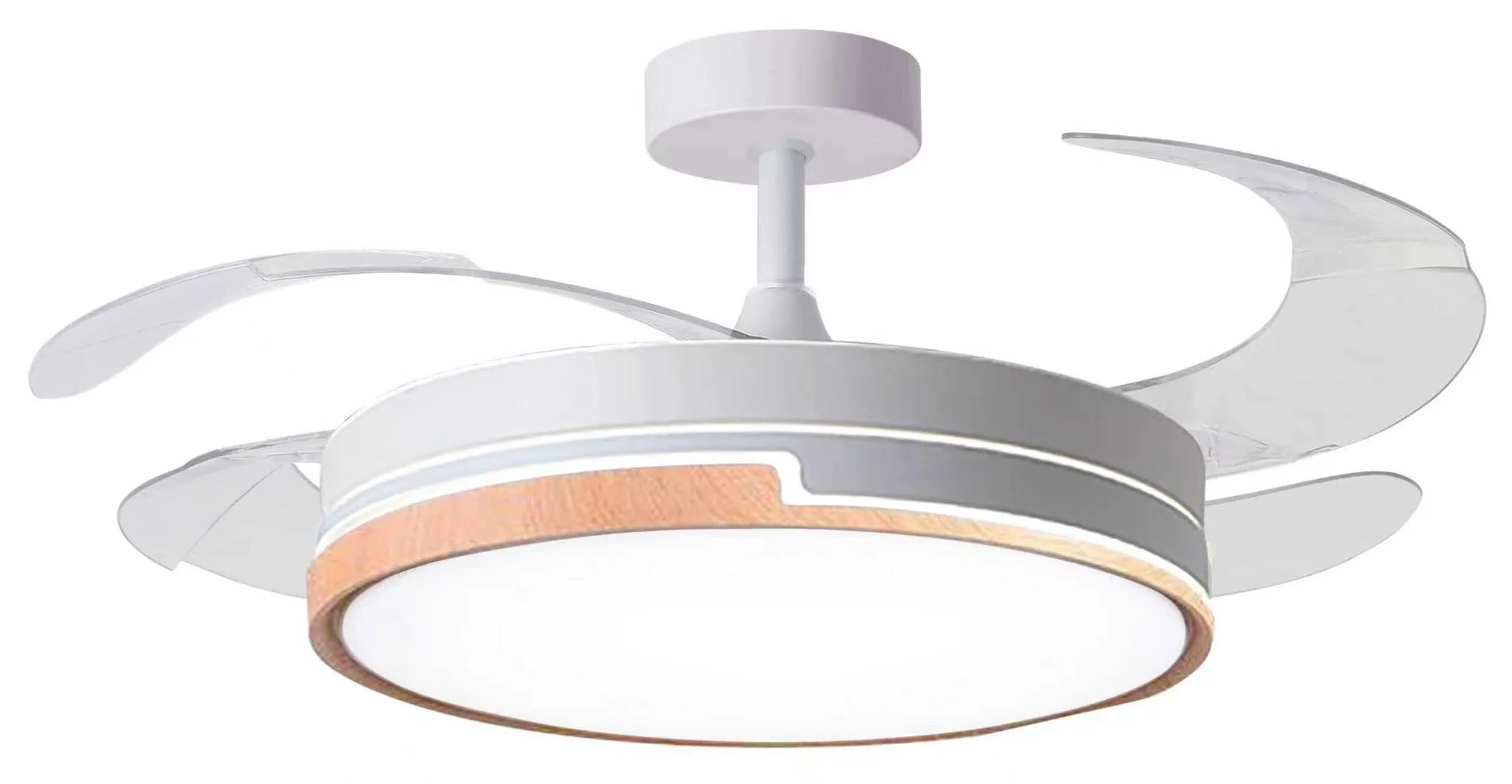 Bel Air Home Ventilatore da Soffitto Robin con Luce LED 36W, Motore DC, Pale Pieghevoli, Bianco - immagine 1