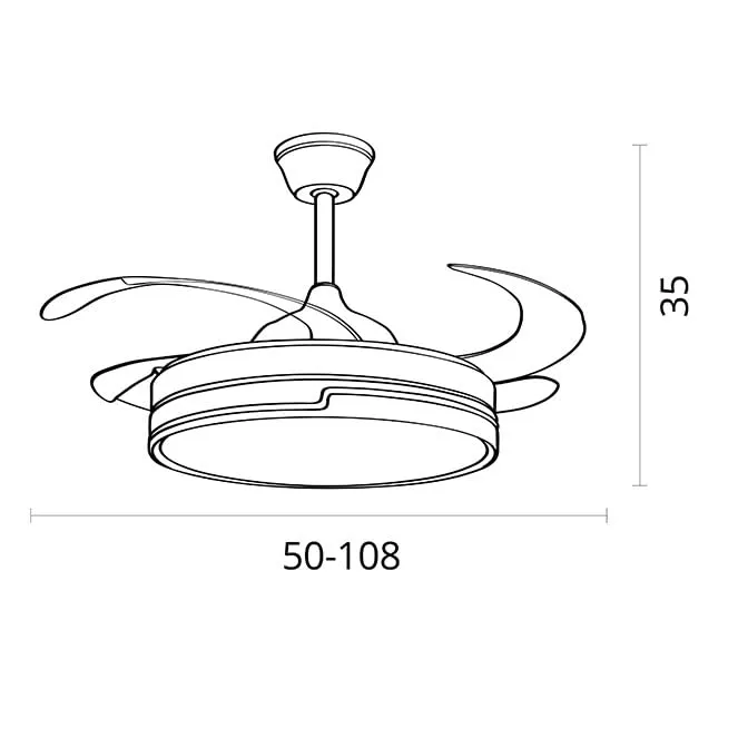 Bel Air Home Ventilatore da Soffitto Robin con Luce LED 36W, Motore DC, Pale Pieghevoli, Bianco - immagine 2
