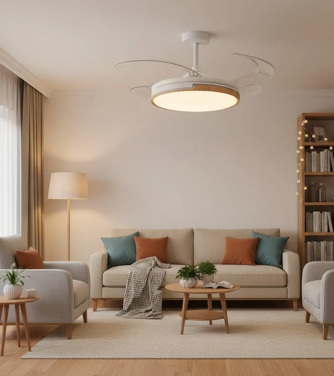 Bel Air Home Ventilatore da Soffitto Robin con Luce LED 36W, Motore DC, Pale Pieghevoli, Bianco - immagine 4