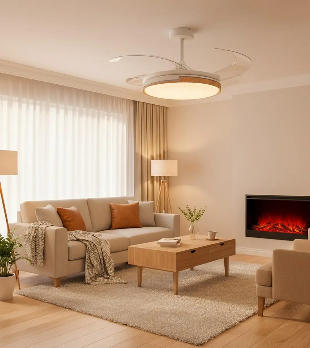 Bel Air Home Ventilatore da Soffitto Robin con Luce LED 36W, Motore DC, Pale Pieghevoli, Bianco - immagine 5