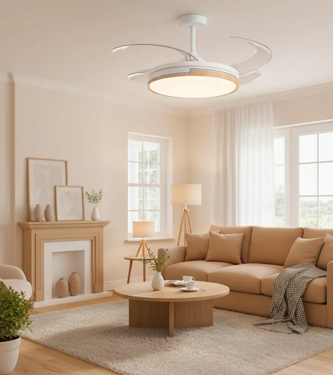 Bel Air Home Ventilatore da Soffitto Robin con Luce LED 36W, Motore DC, Pale Pieghevoli, Bianco - immagine 6