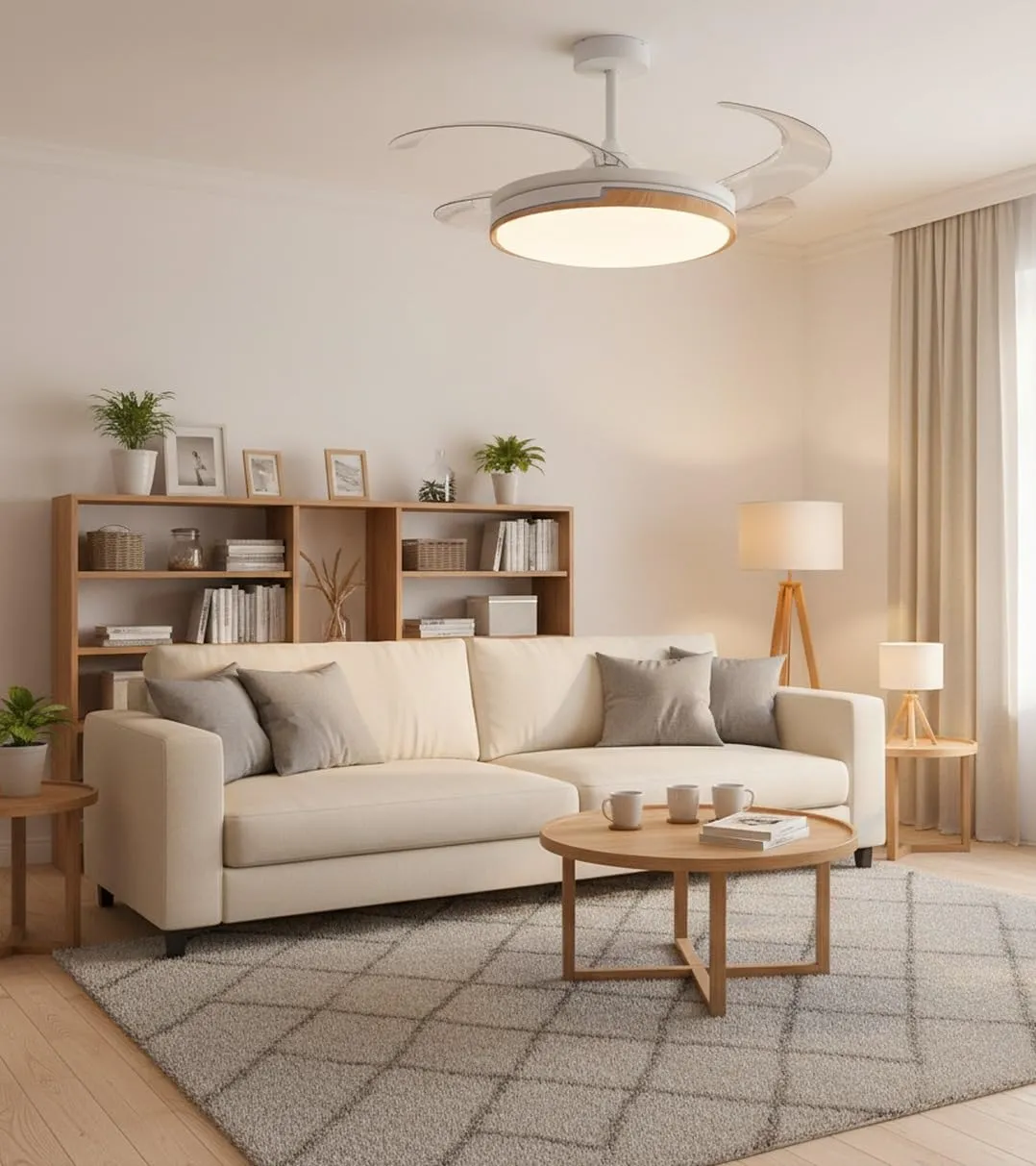 Bel Air Home Ventilatore da Soffitto Robin con Luce LED 36W, Motore DC, Pale Pieghevoli, Bianco - immagine 7