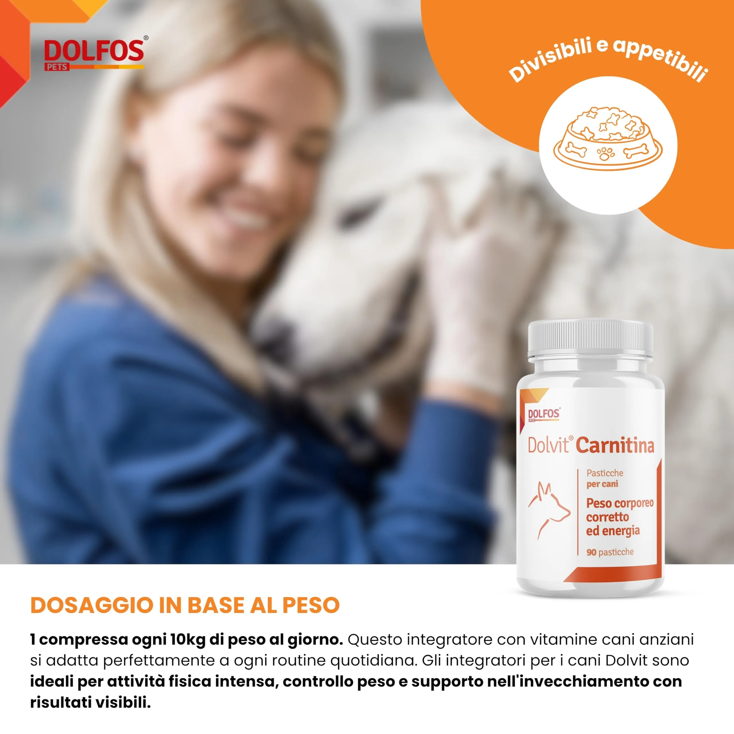 Dolfos Dolvit Carnitina per Cani, 3 confezioni da 90 capsule - immagine 6