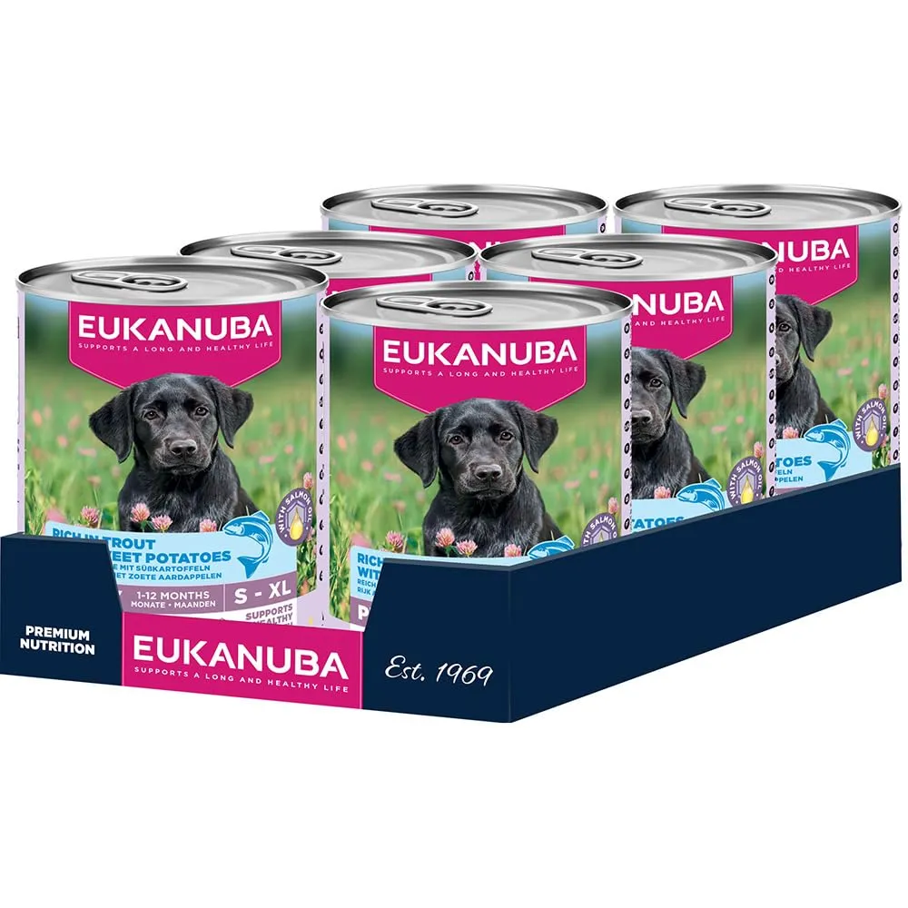 Eukanuba Cibo Umido Cucciolo con Trota e Patate Dolci, 6 x 400 g - immagine 1