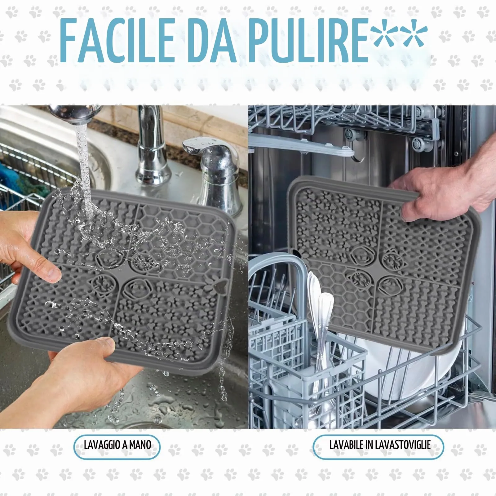 DEPAR Tappetino da Leccare per Cani, 2 Pezzi con Spatola in Silicone e Ventose, 20x20 cm, Blu - immagine 6