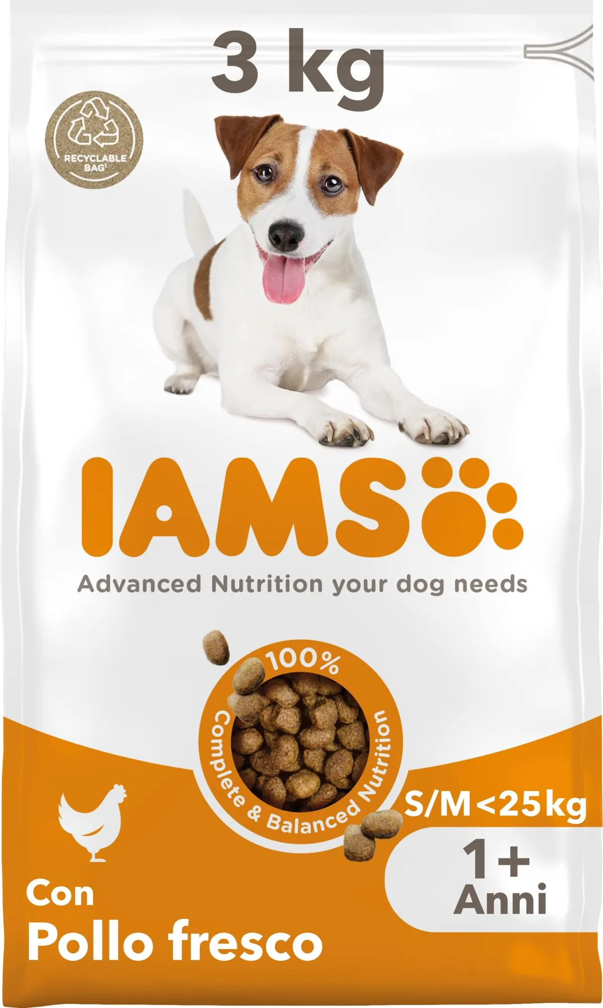 IAMS Cibo secco per cani adulti piccola/media con pollo, 3 kg - immagine 1