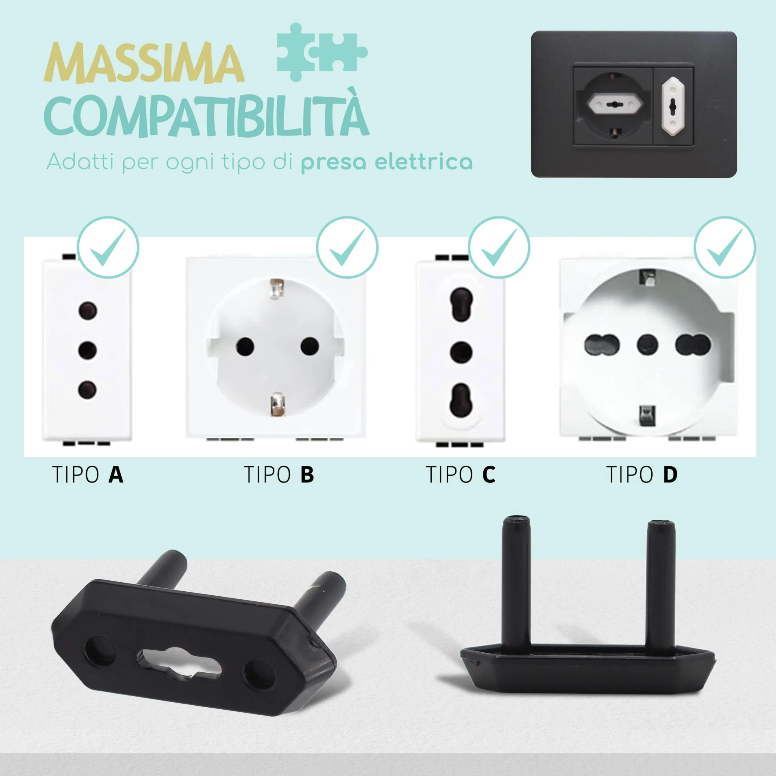 MiniHugs Set 20 Copriprese Universali per Bambini con 2 Chiavi - immagine 2