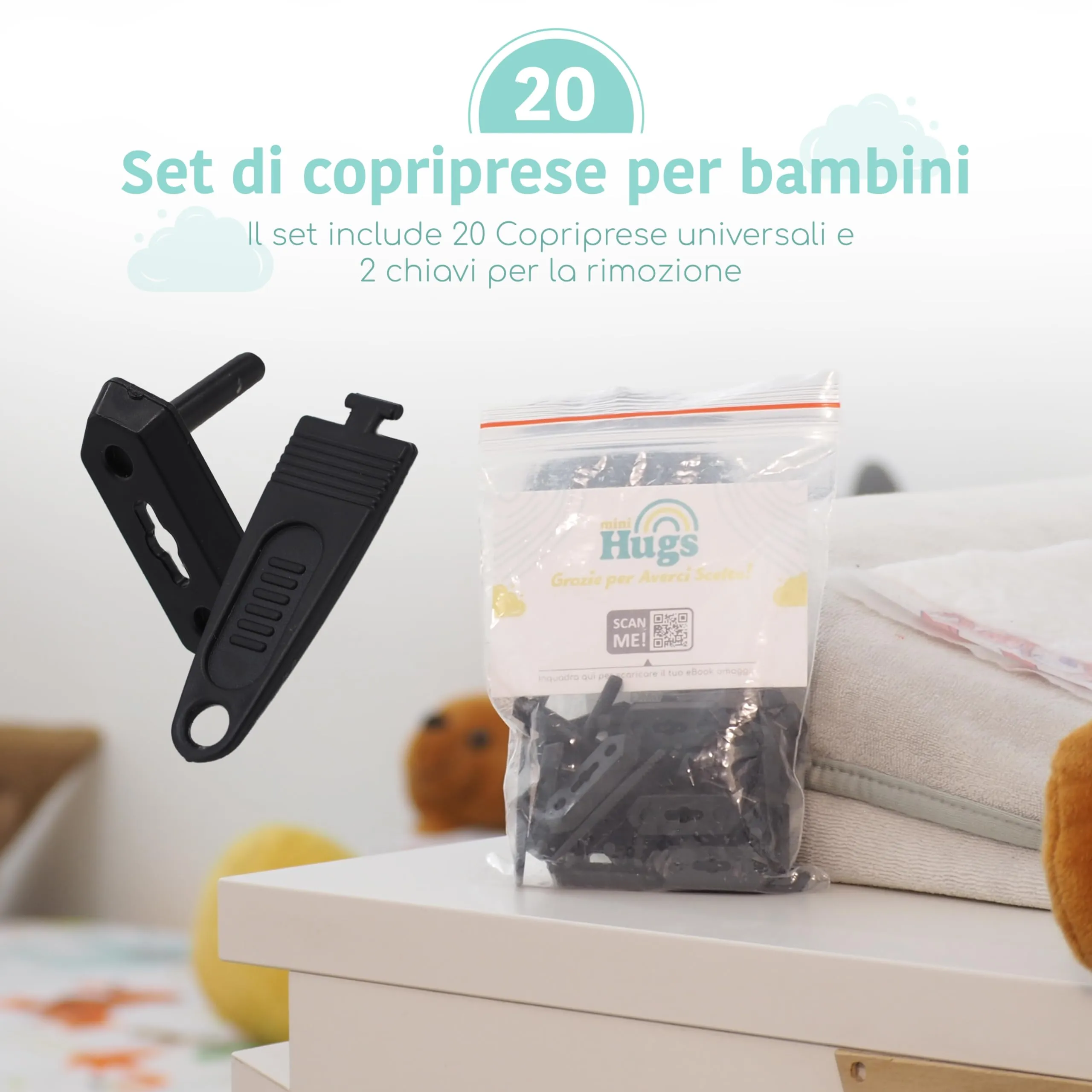 MiniHugs Set 20 Copriprese Universali per Bambini con 2 Chiavi - immagine 7