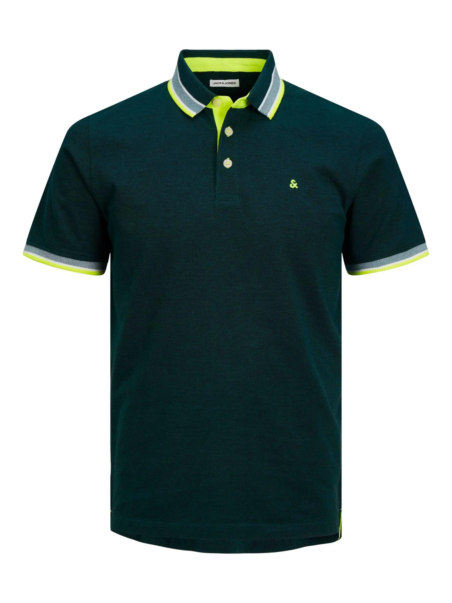 Jack & Jones Polo Uomo, Verde Scuro - Bianco - Verde Lime, 3XL - immagine 1