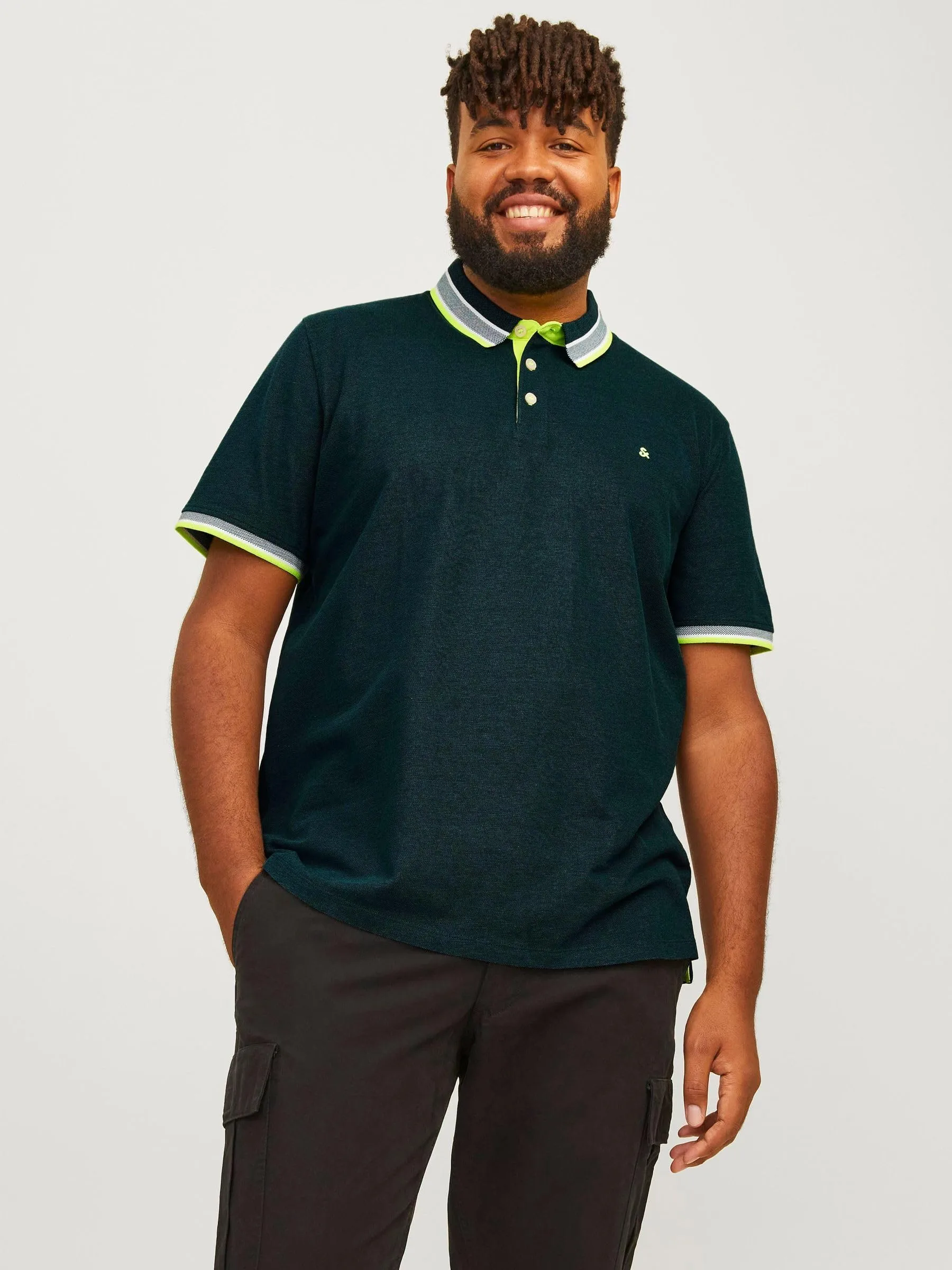 Jack & Jones Polo Uomo, Verde Scuro - Bianco - Verde Lime, 3XL - immagine 2