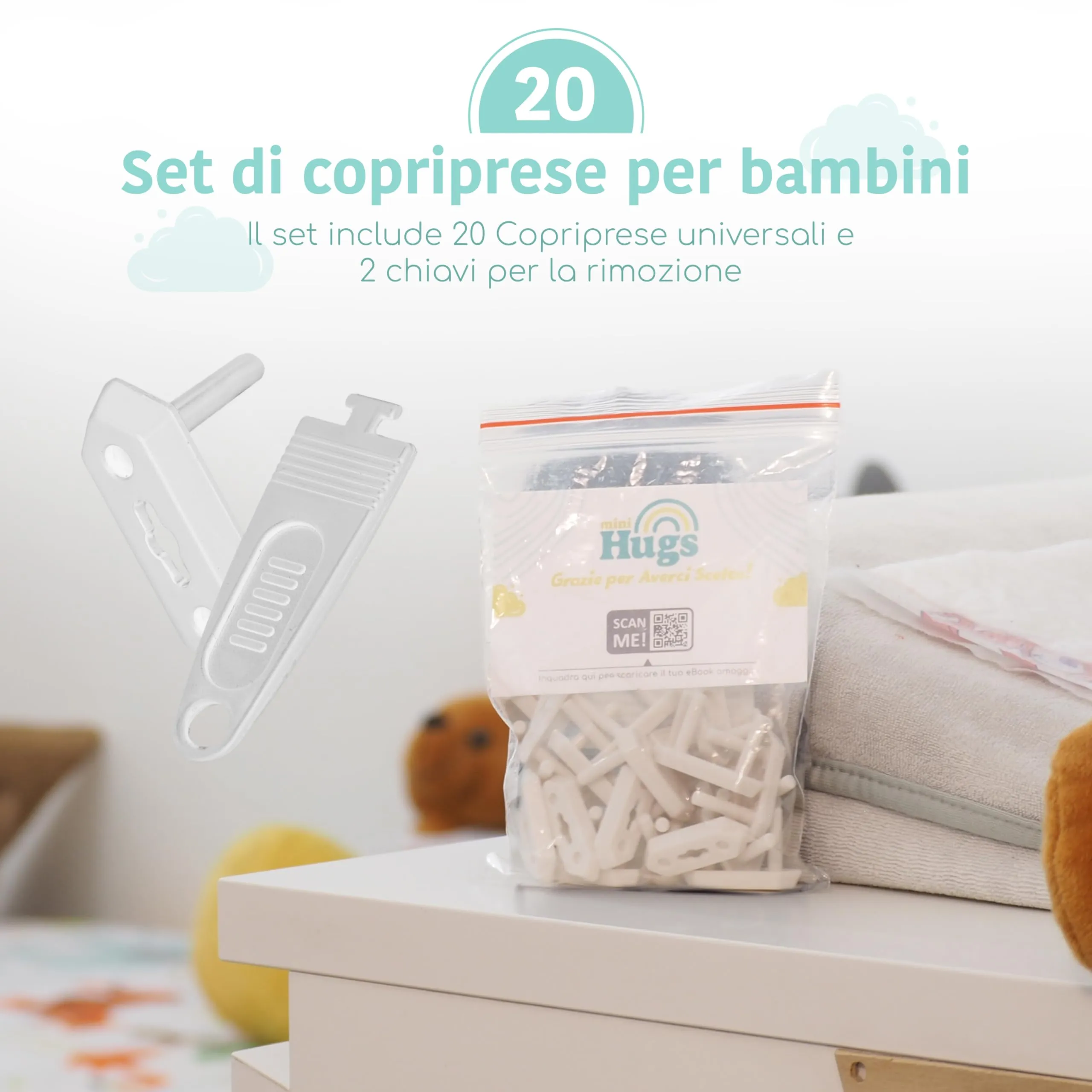 MiniHugs Set 20 Copriprese Universali per Bambini con 2 Chiavi - immagine 7