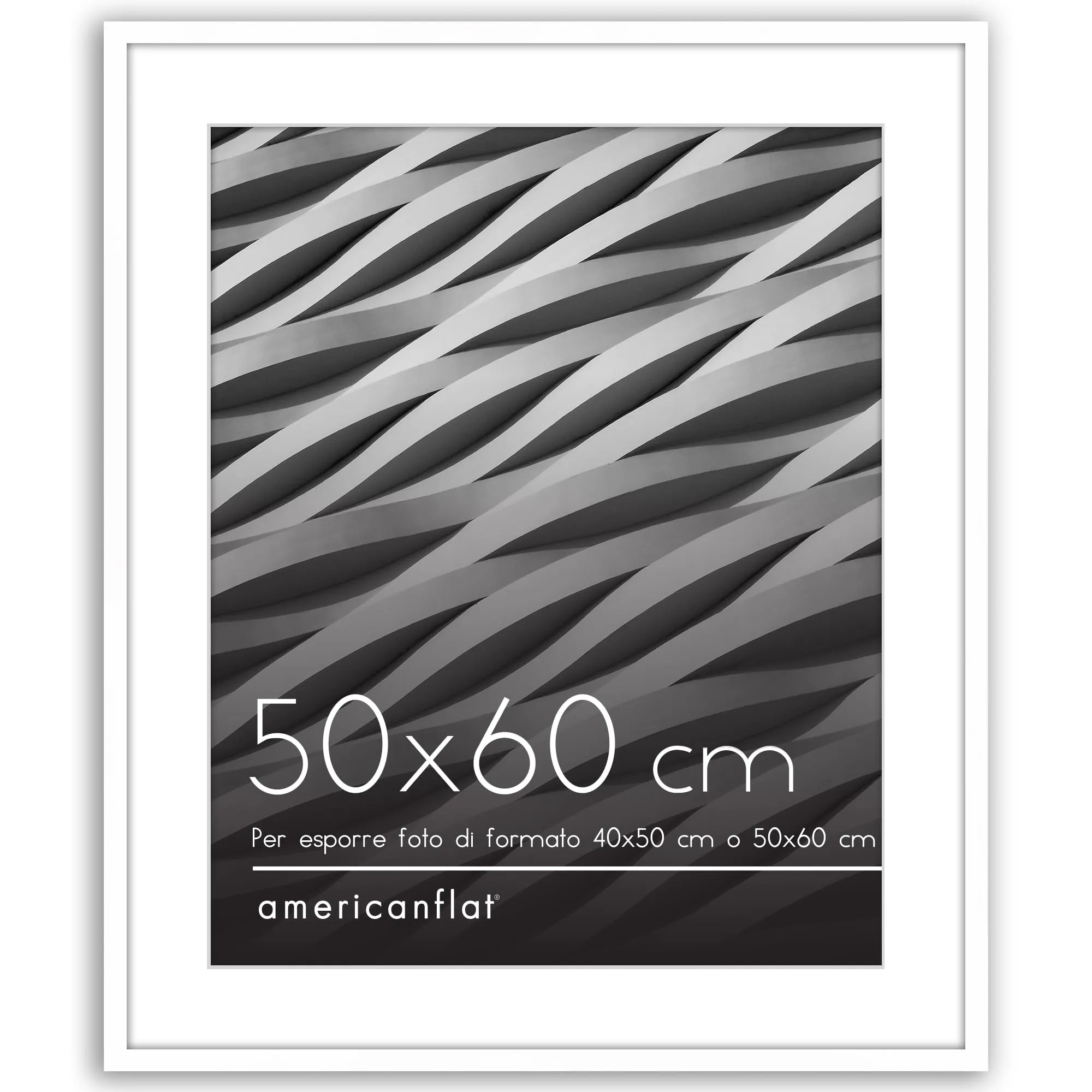 Americanflat Cornice Bianca 50x60 cm con Passepartout 40x50 cm - immagine 1