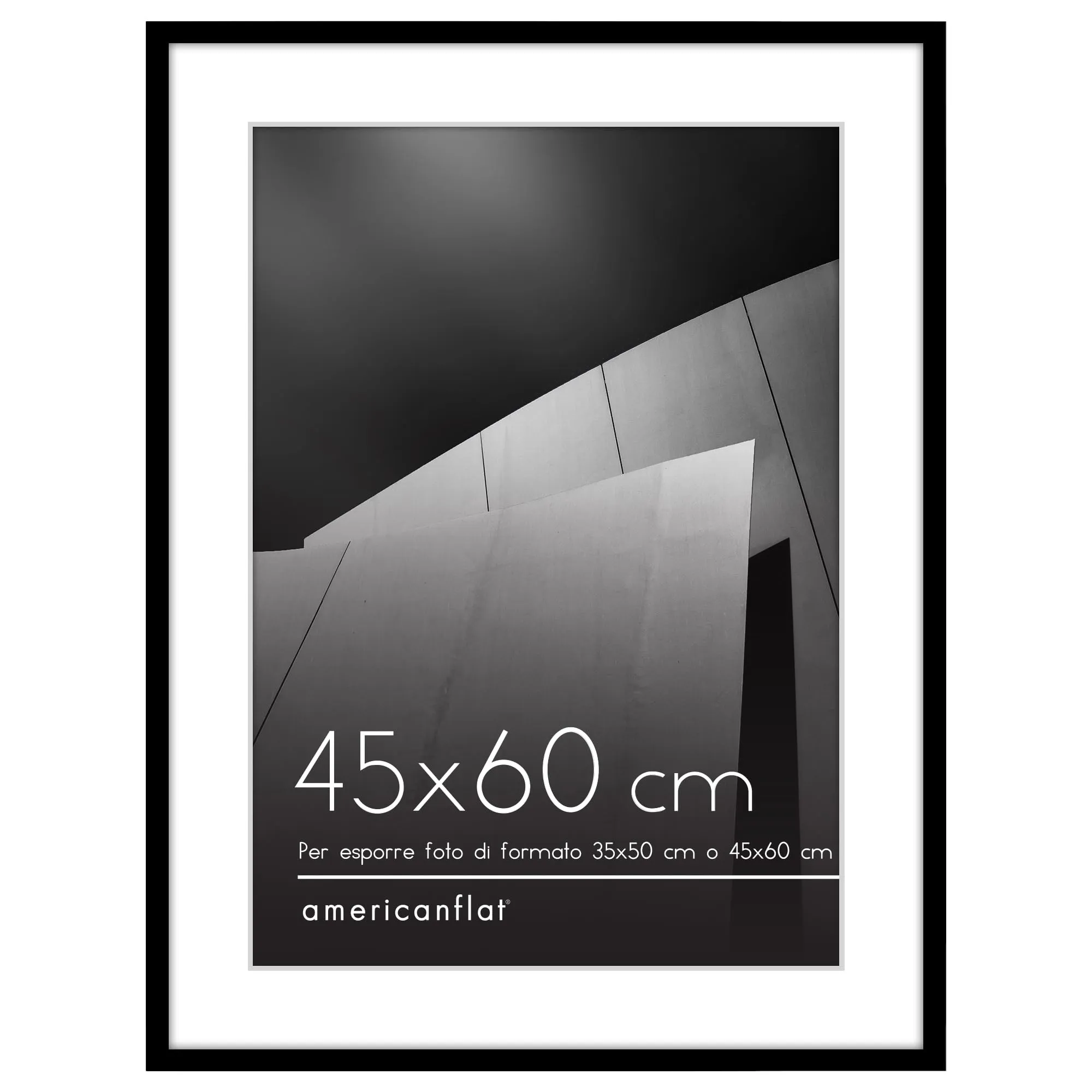 Americanflat Cornice 45x60 cm Nera con Passepartout 35x50 cm - immagine 1