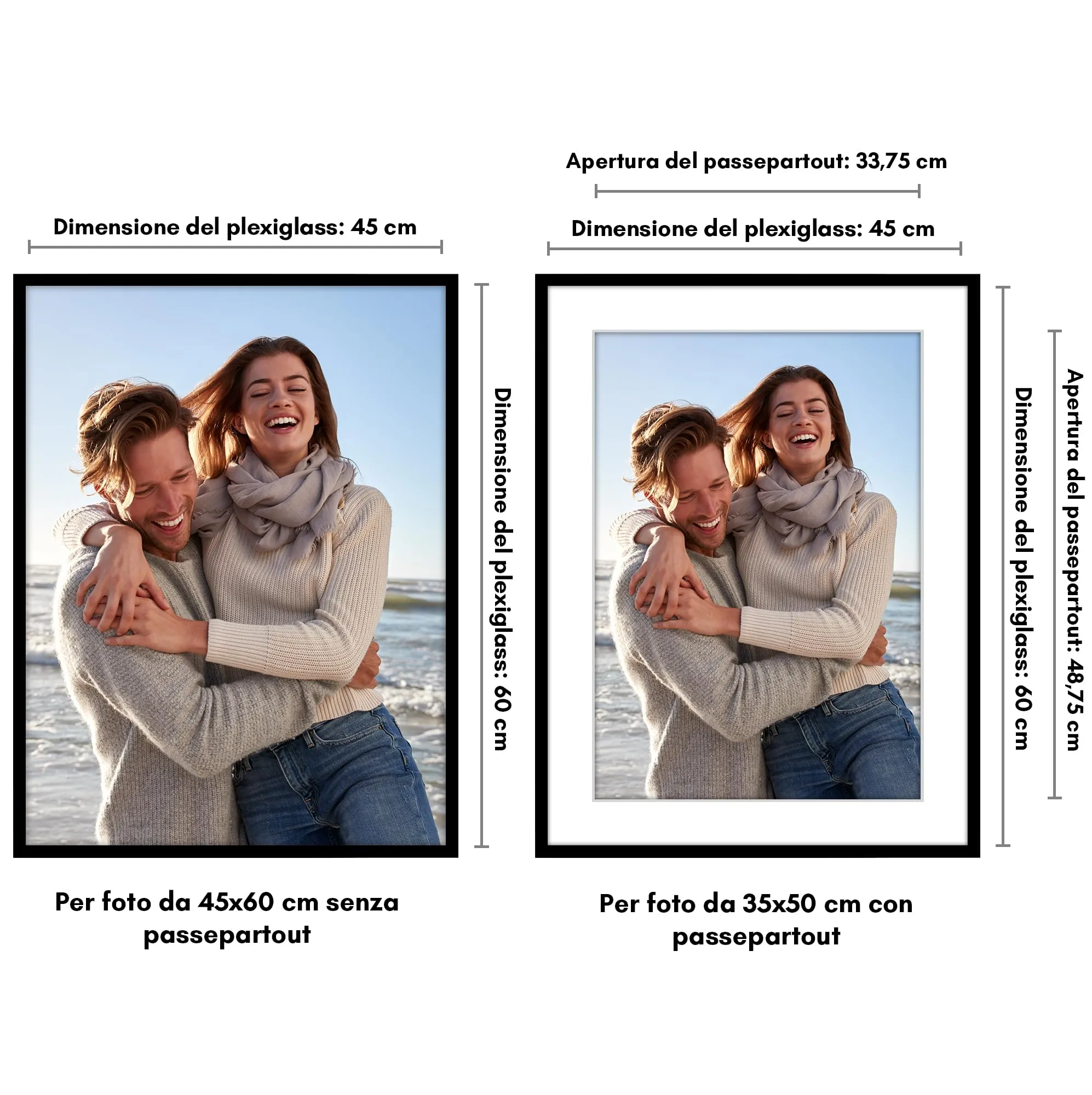 Americanflat Cornice 45x60 cm Nera con Passepartout 35x50 cm - immagine 2