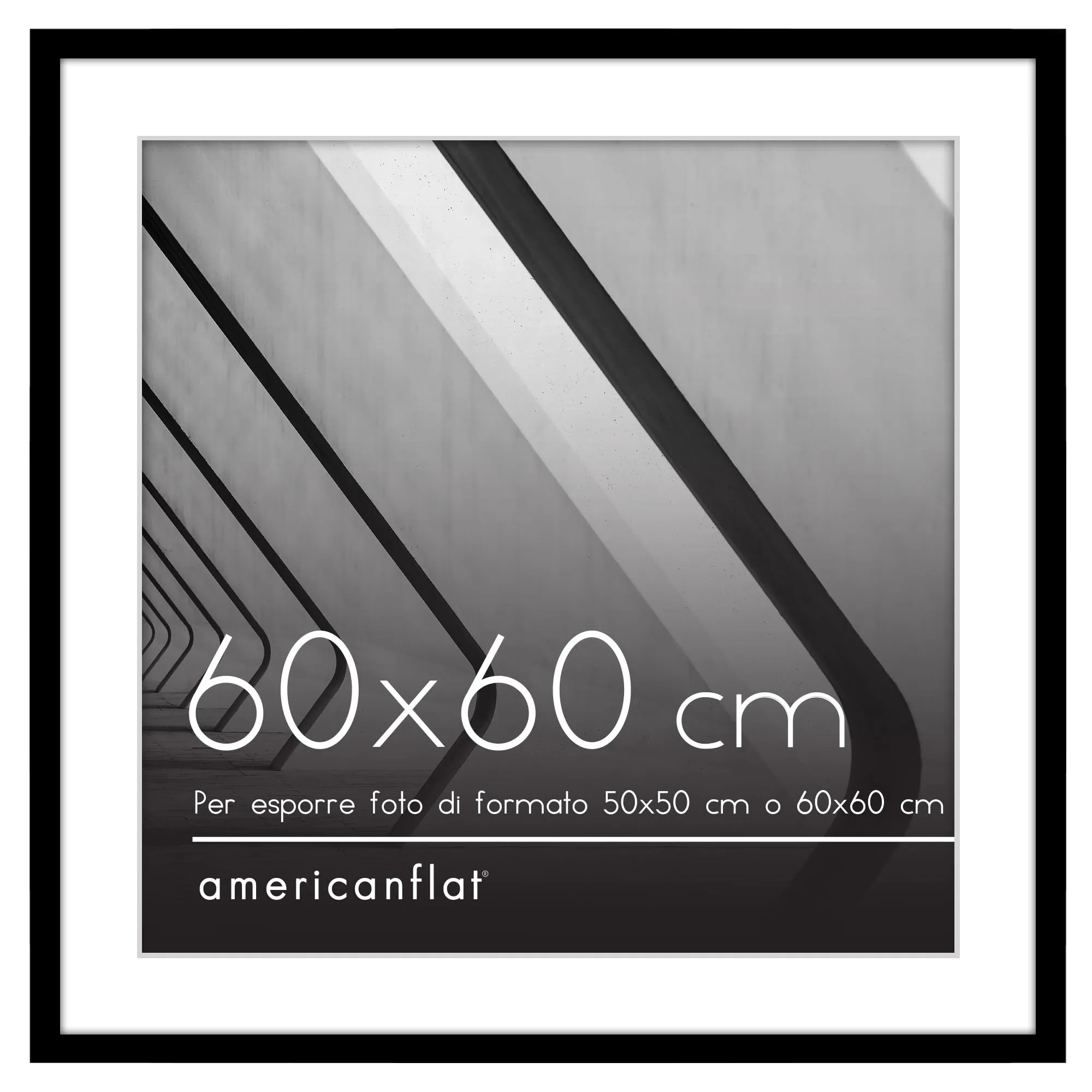 Americanflat Cornice Nera 60x60 cm con Passepartout 50x50 cm - immagine 1