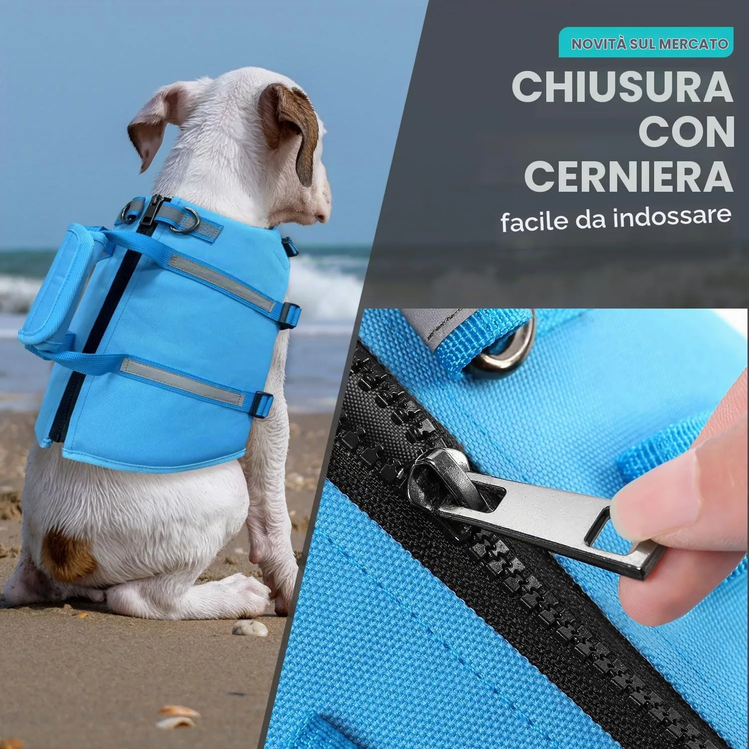 PUZAUKAL Giubbotto Salvagente per Cane in Ripstop con Cerniera sul Dorso - immagine 2