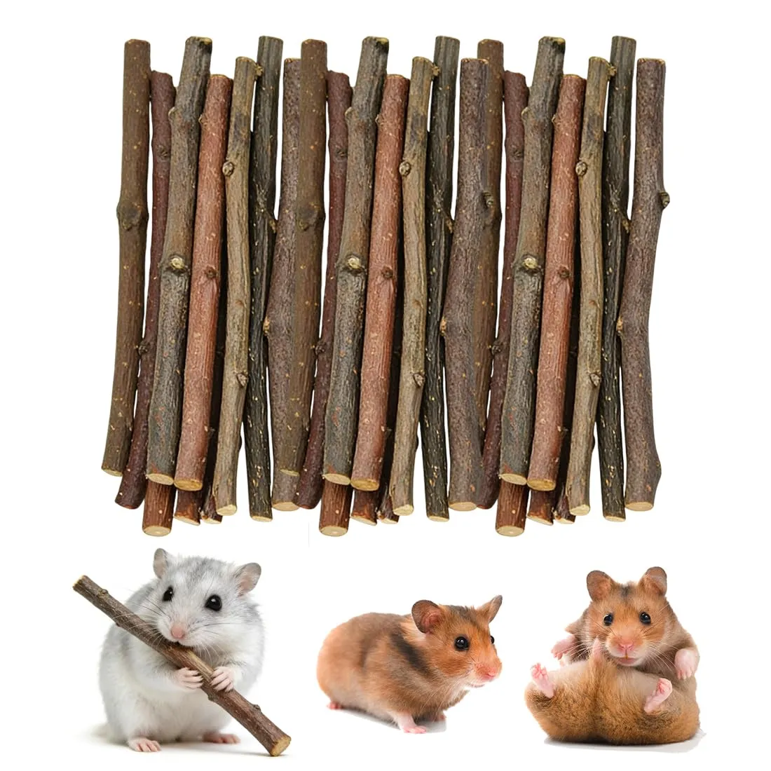 HYRKOTW Bastoncini di Legno di Mela Naturale per Cincillà, Criceto e Porcellino d'India, 100g - immagine 1