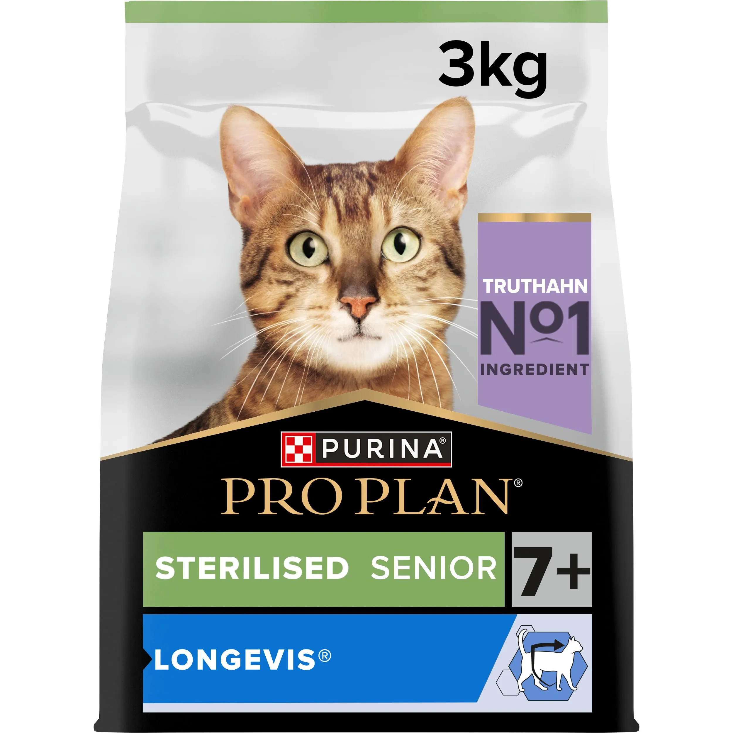 Purina Pro Plan Longevis Sterilised Senior 7+ Crocchette Gatti Ricco in Tacchino, 3kg - immagine 1