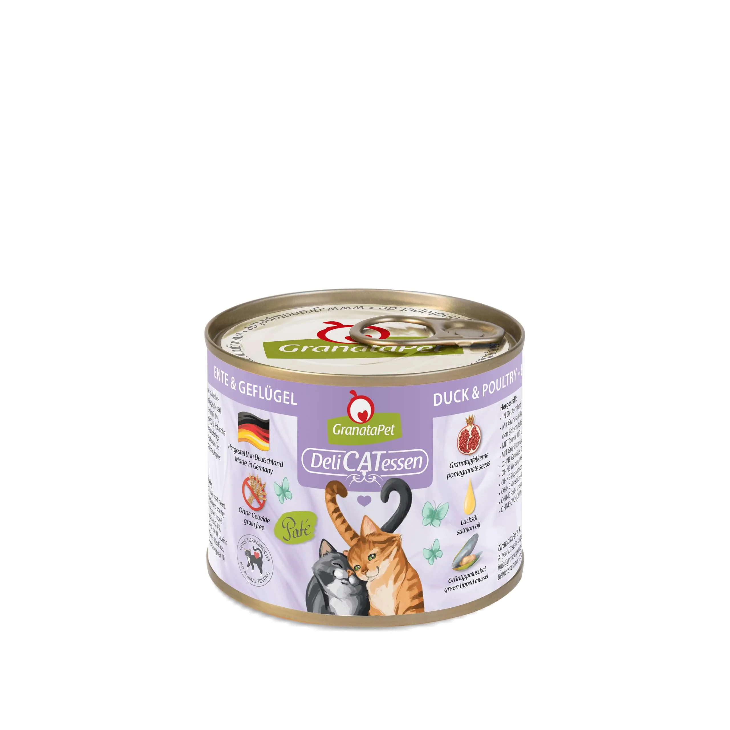 GranataPet Delicatessen Anatra e Pollame, Cibo Umido per Gatti Senza Cereali e Zuccheri, 6 x 200 g - immagine 1