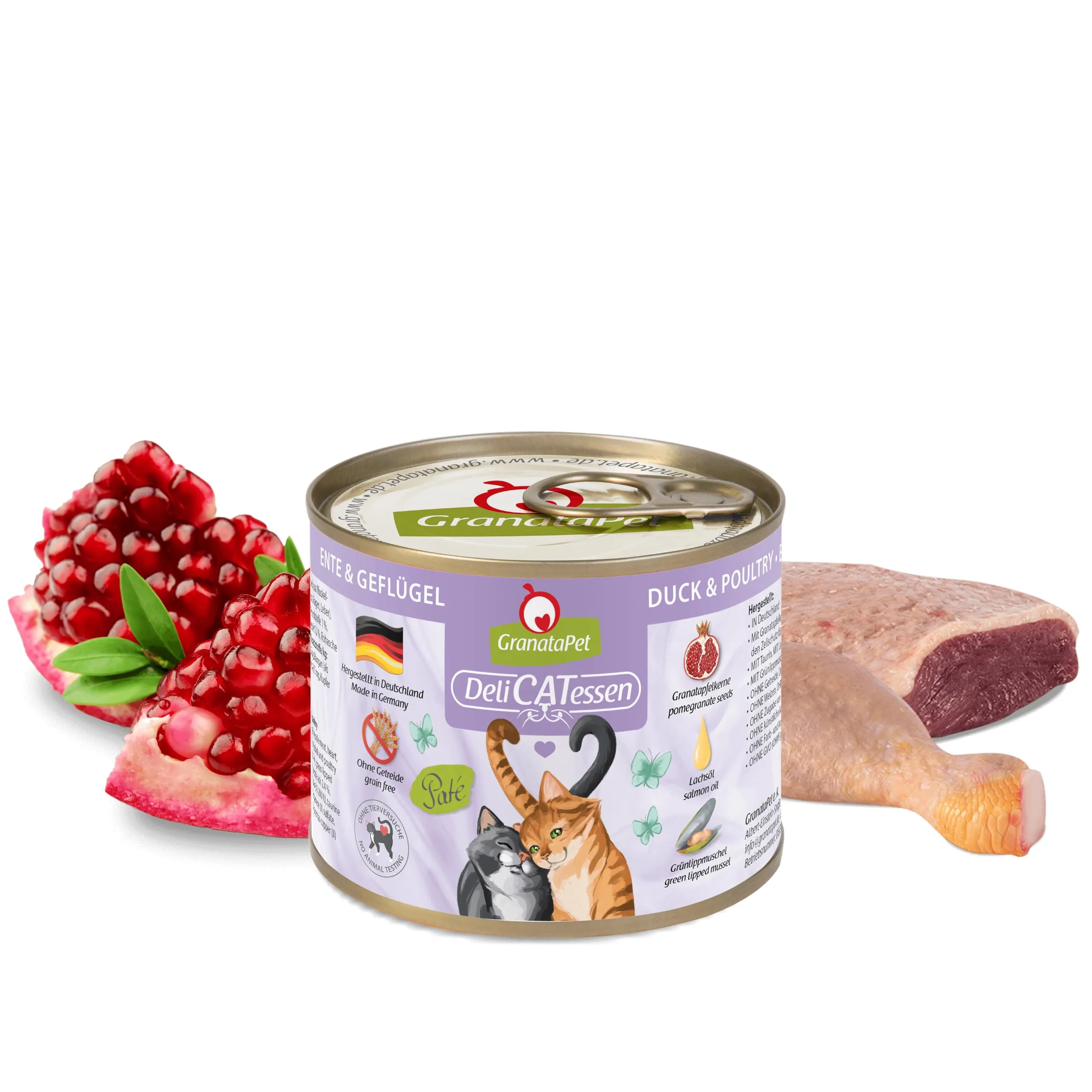 GranataPet Delicatessen Anatra e Pollame, Cibo Umido per Gatti Senza Cereali e Zuccheri, 6 x 200 g - immagine 2