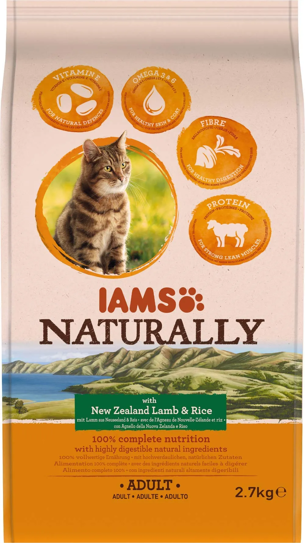 IAMS Naturally Cibo secco per gatti con agnello e riso, 2,7 kg - immagine 1