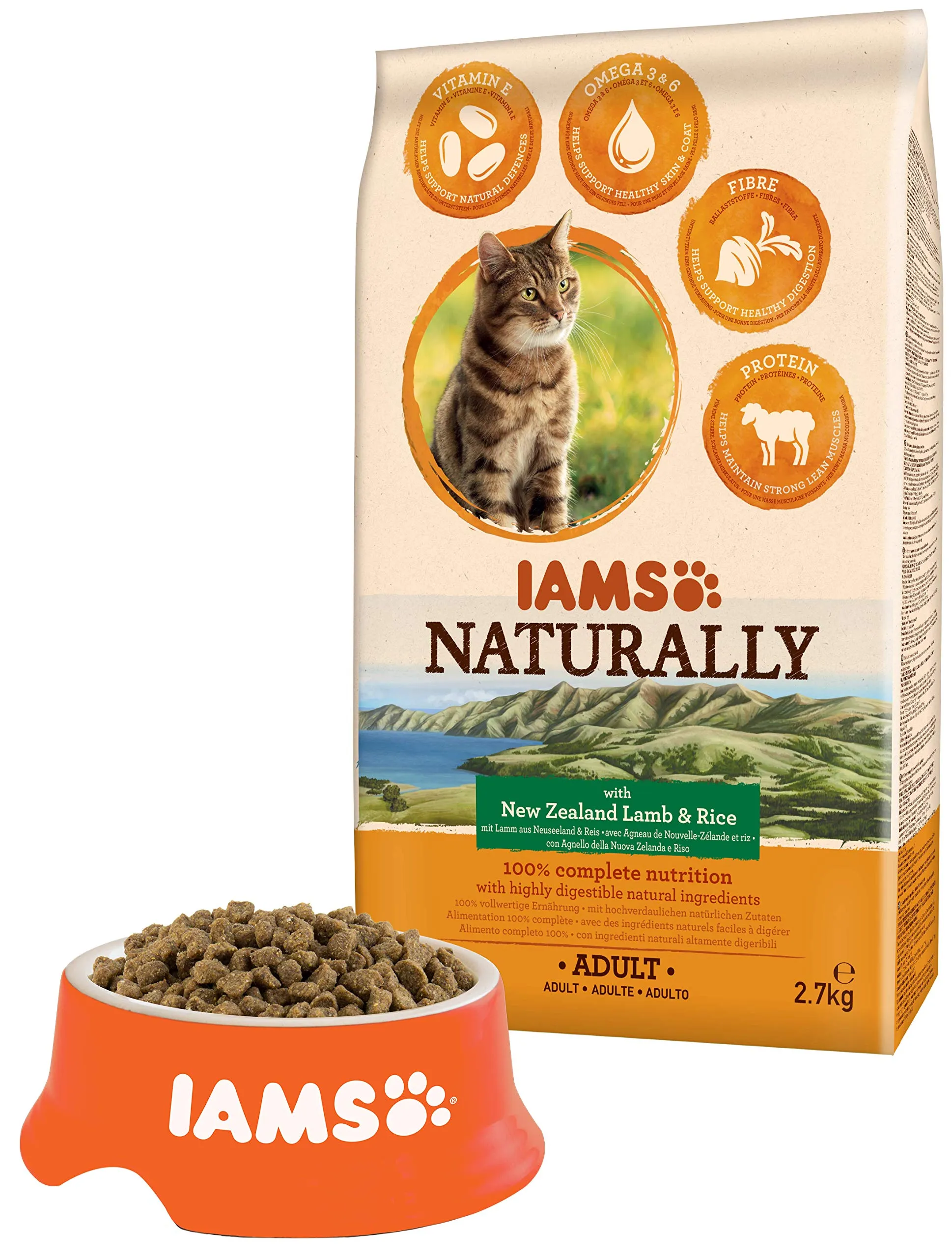 IAMS Naturally Cibo secco per gatti con agnello e riso, 2,7 kg - immagine 3