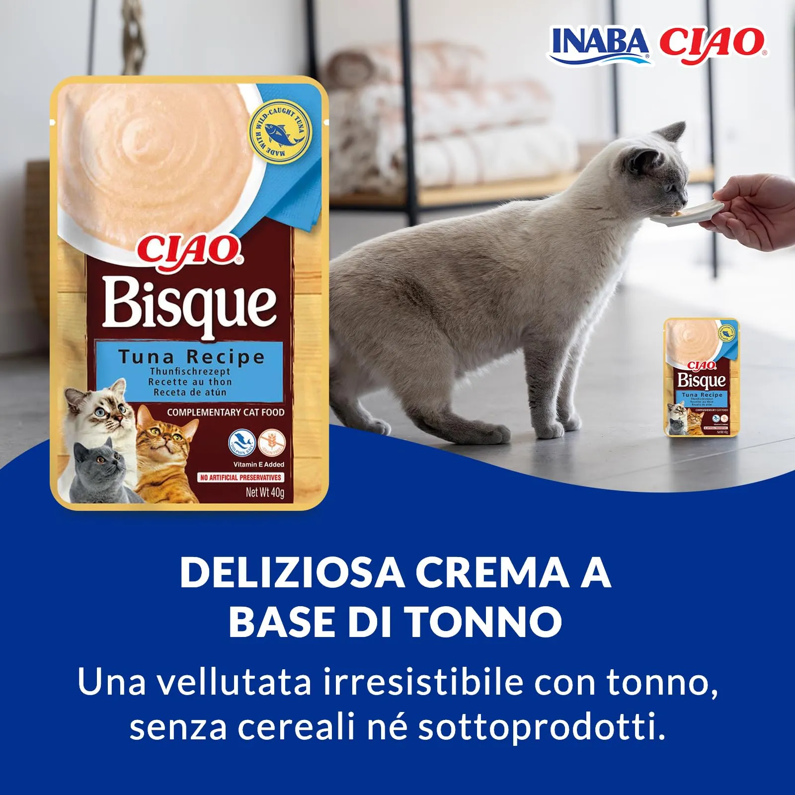 Inaba Ciao Bisque Cibo Umido per Gatti al Tonno, 12x40g - immagine 2