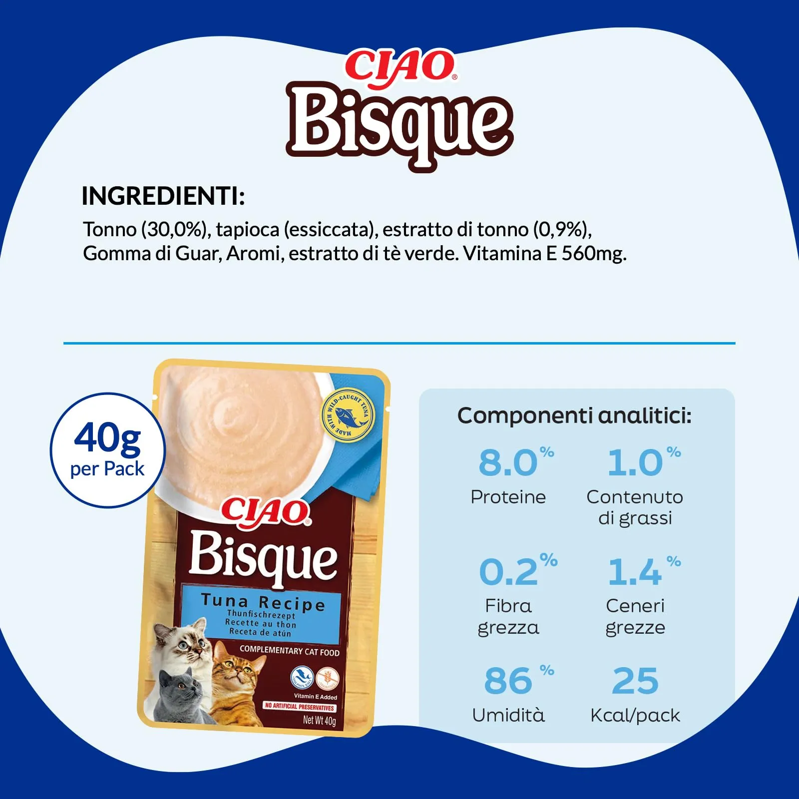 Inaba Ciao Bisque Cibo Umido per Gatti al Tonno, 12x40g - immagine 6