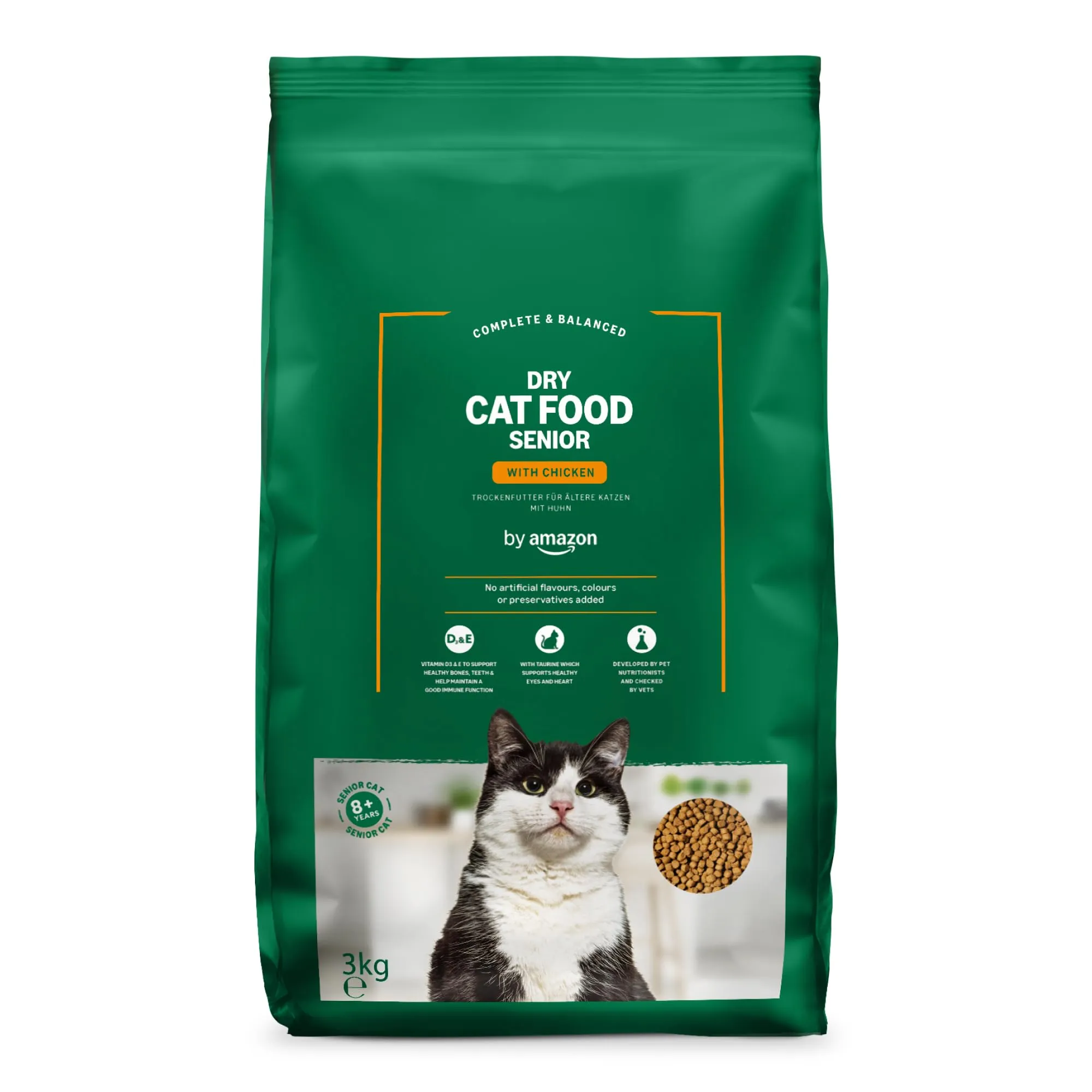 by Amazon Alimento Secco per Gatti Senior con Pollo, 3 kg - immagine 1